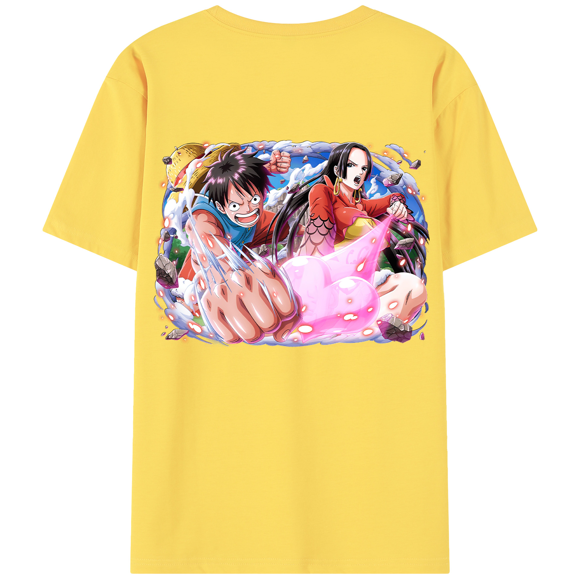 ワンピース モンキー・D・ルフィ ONE PIECE Monkey D. Luffy 綿100％半袖Tシャツ（背面プリント）