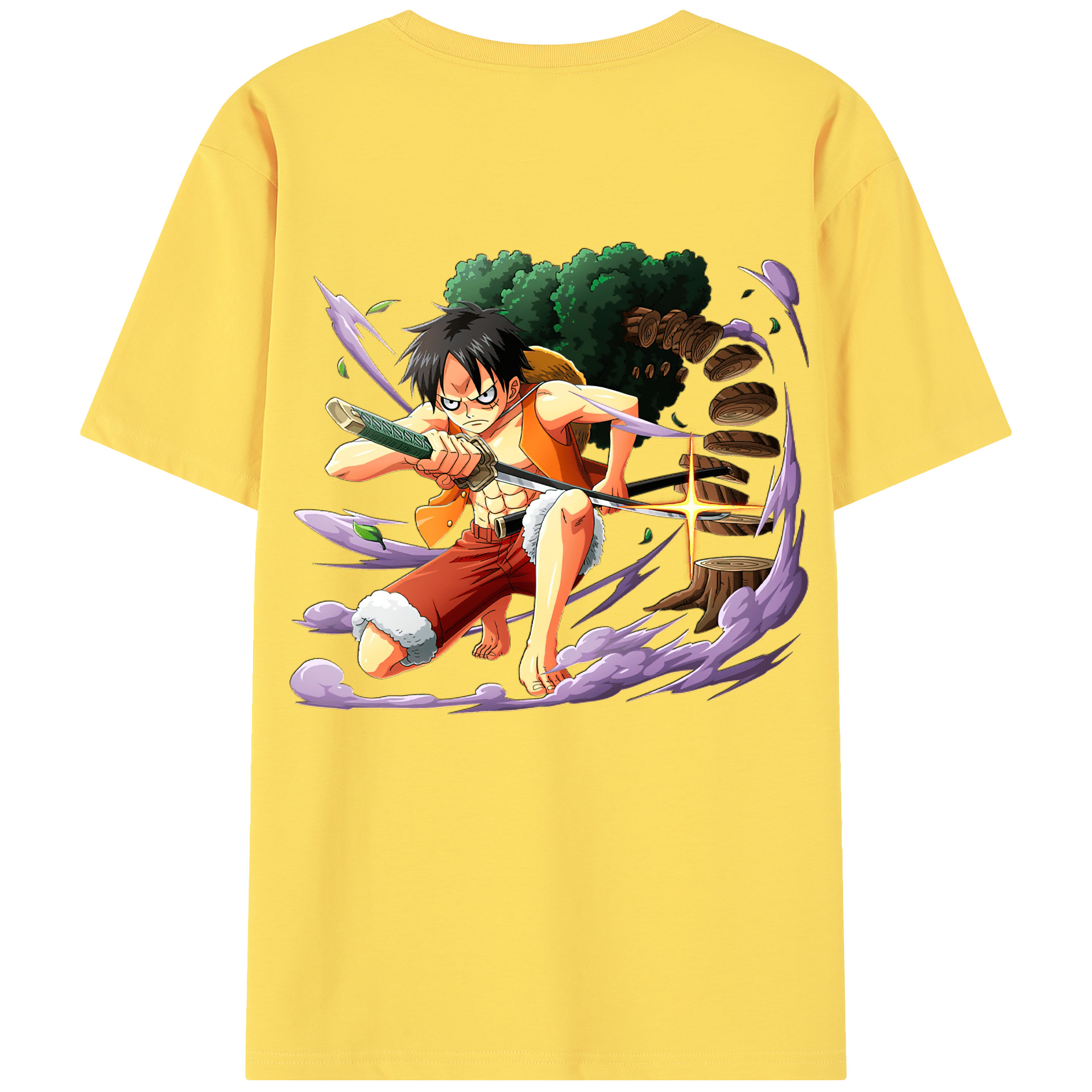 ワンピース モンキー・D・ルフィ ONE PIECE Monkey D. Luffy 綿100％半袖Tシャツ（背面プリント）