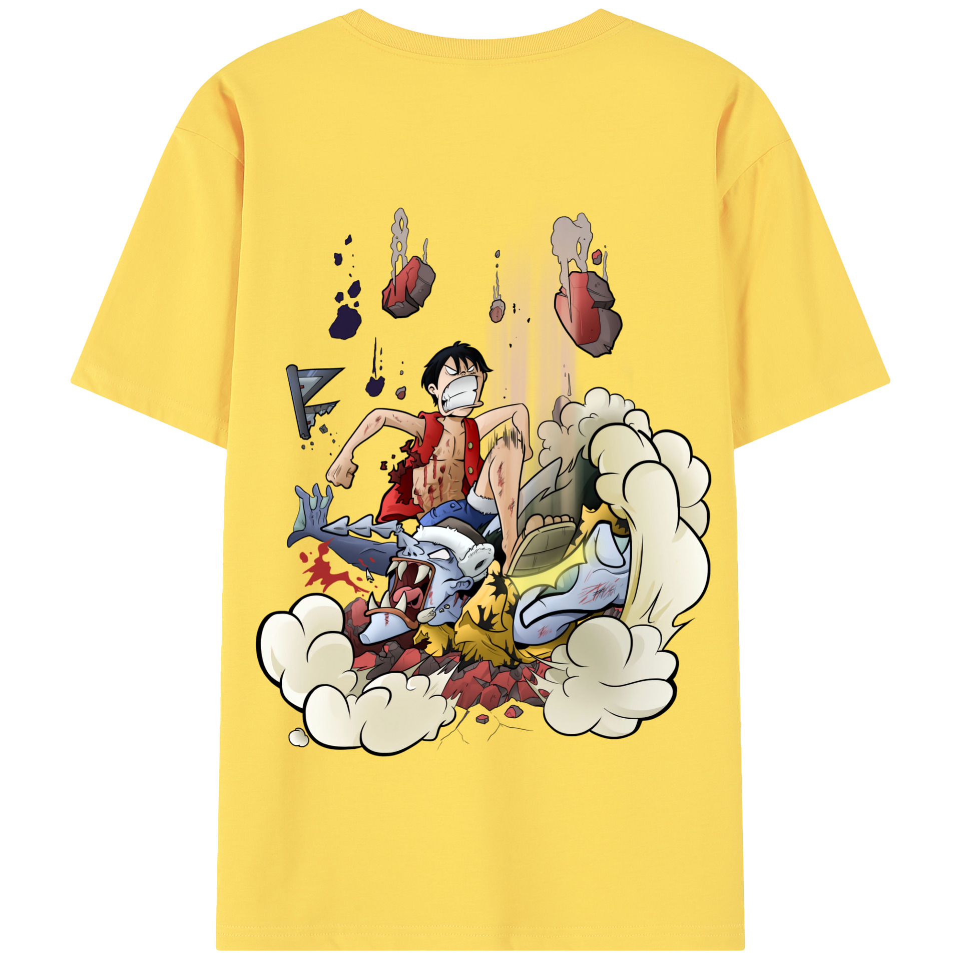 ワンピース モンキー・D・ルフィ ONE PIECE Monkey D. Luffy 綿100％半袖Tシャツ（背面プリント）