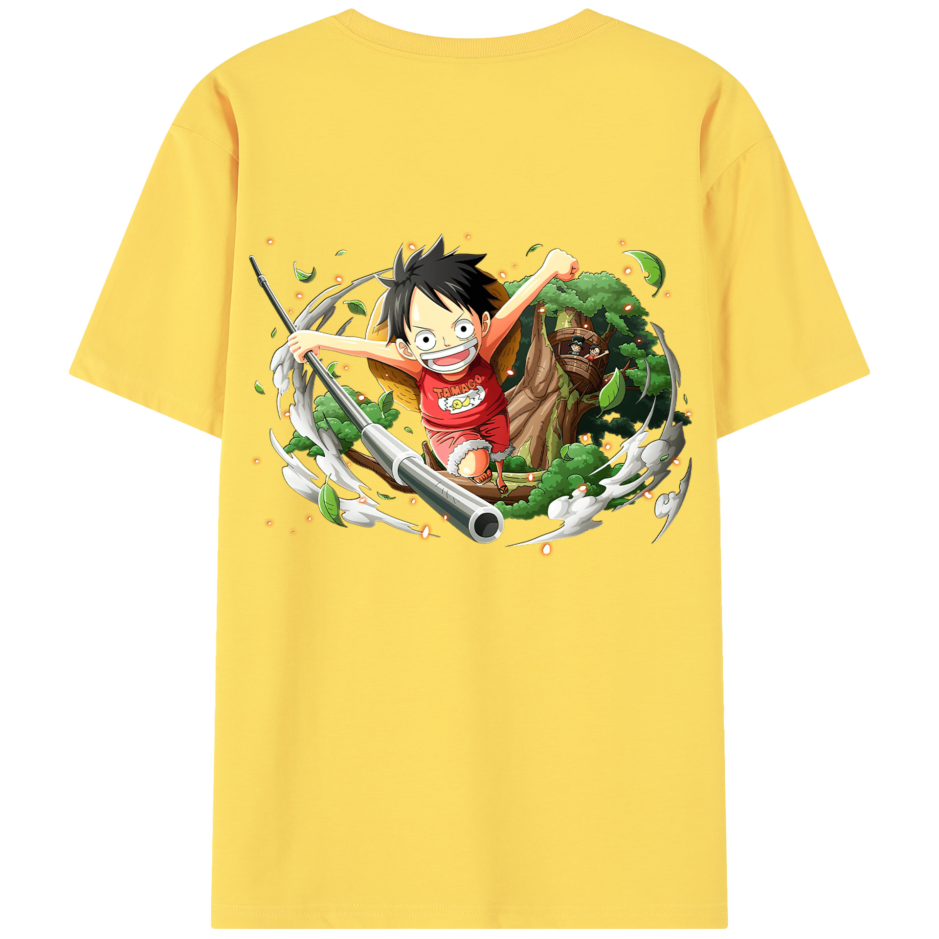 ワンピース モンキー・D・ルフィ ONE PIECE Monkey D. Luffy 綿100％半袖Tシャツ（背面プリント）