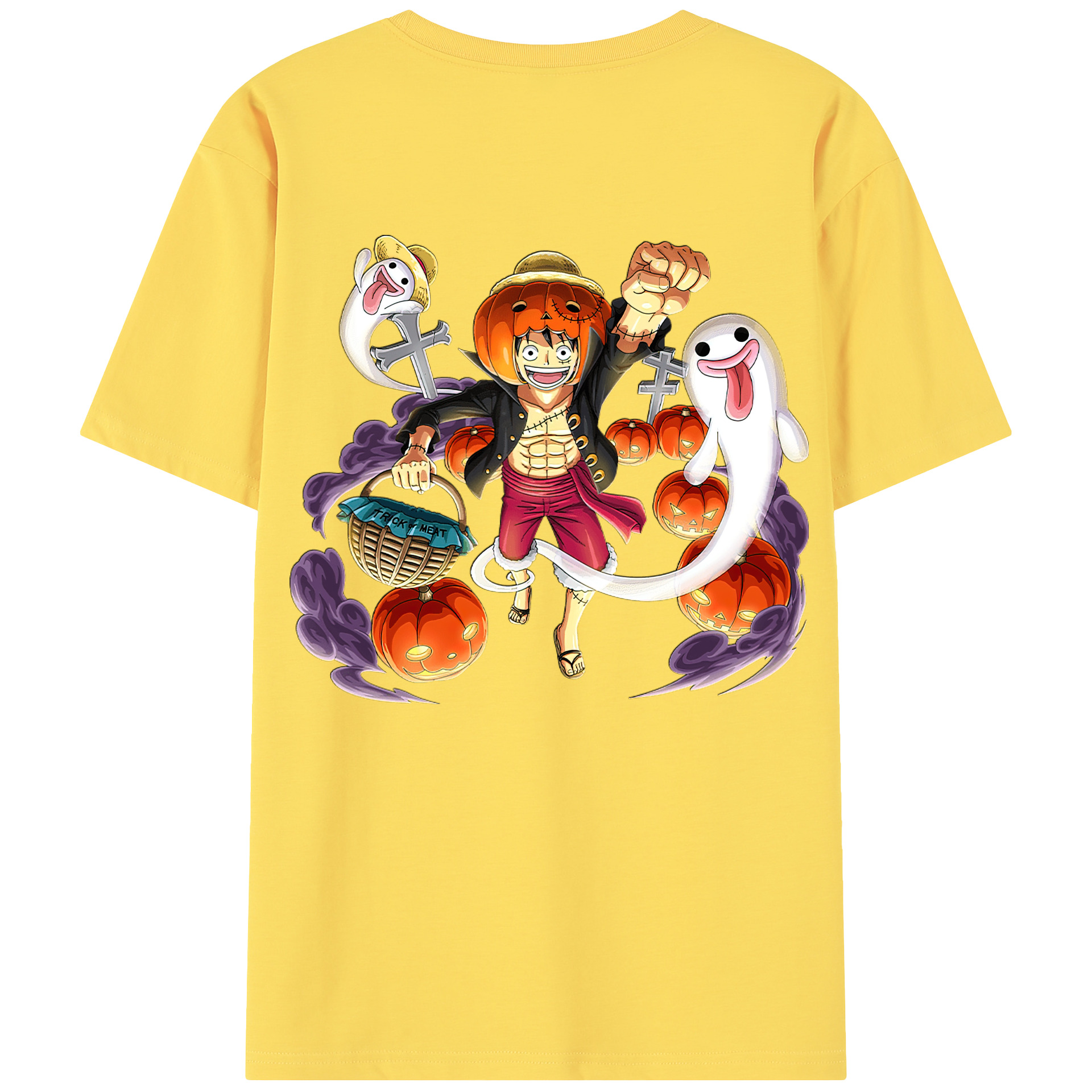 ワンピース モンキー・D・ルフィ ONE PIECE Monkey D. Luffy 綿100％半袖Tシャツ（背面プリント）