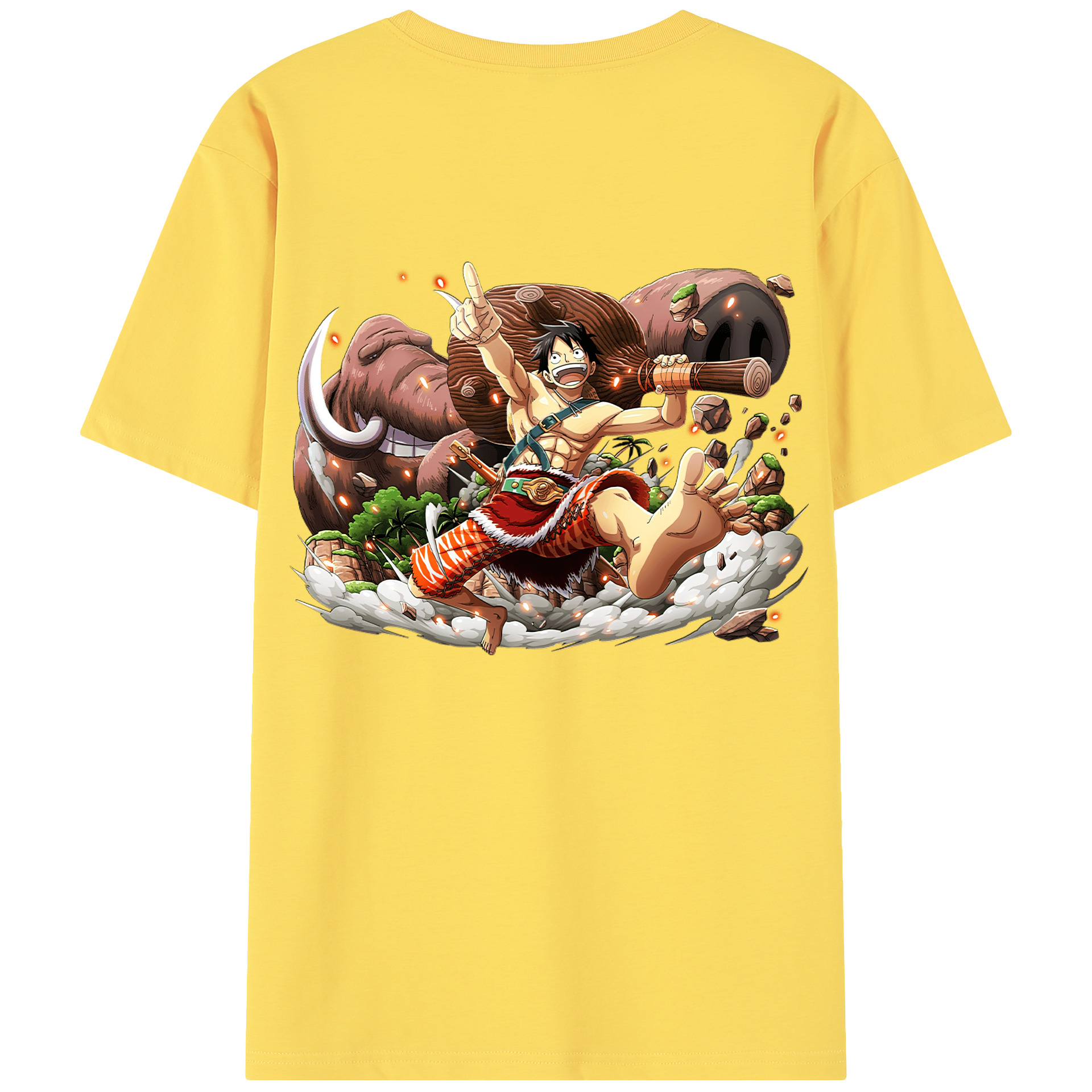 ワンピース モンキー・D・ルフィ ONE PIECE Monkey D. Luffy 綿100％半袖Tシャツ（背面プリント）