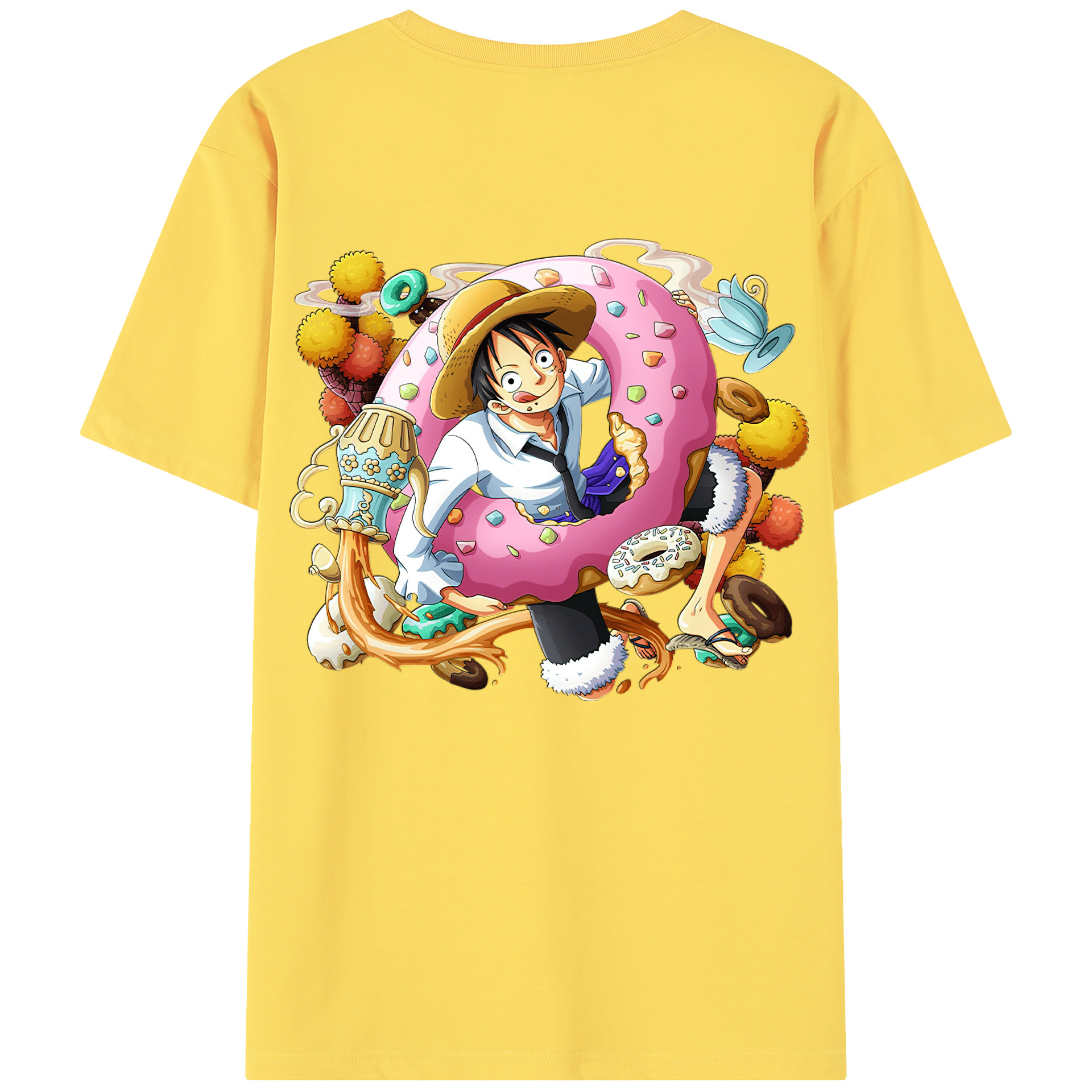 ワンピース モンキー・D・ルフィ ONE PIECE Monkey D. Luffy 綿100％半袖Tシャツ（背面プリント）