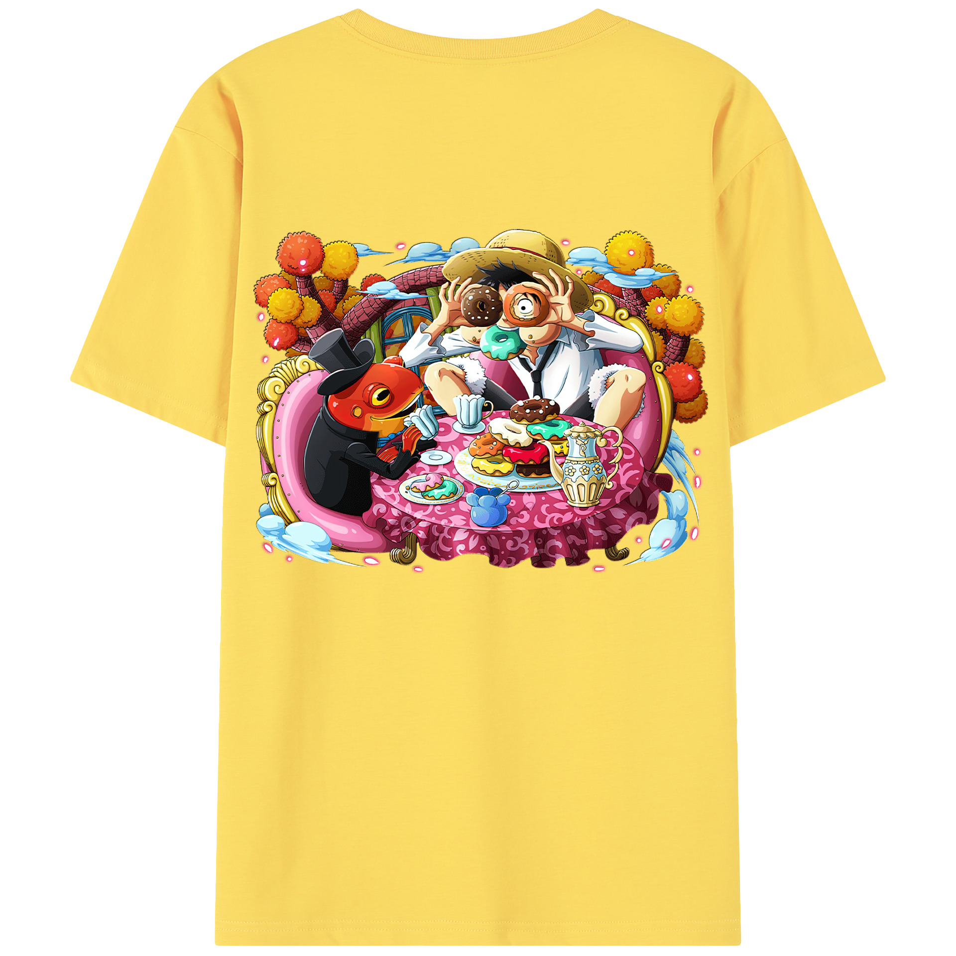 ワンピース モンキー・D・ルフィ ONE PIECE Monkey D. Luffy 綿100％半袖Tシャツ（背面プリント）