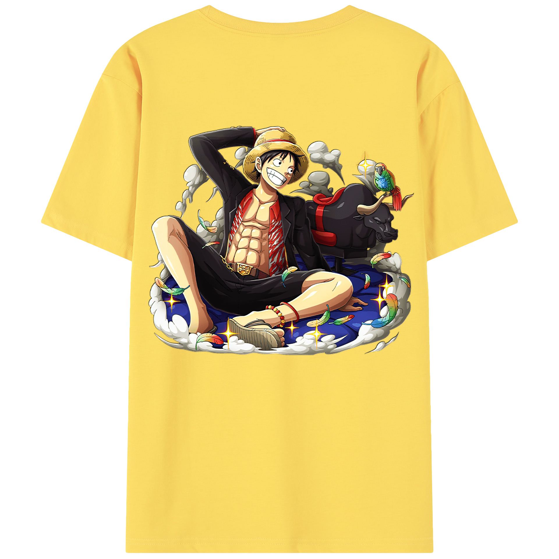 ワンピース モンキー・D・ルフィ ONE PIECE Monkey D. Luffy 綿100％半袖Tシャツ（背面プリント）