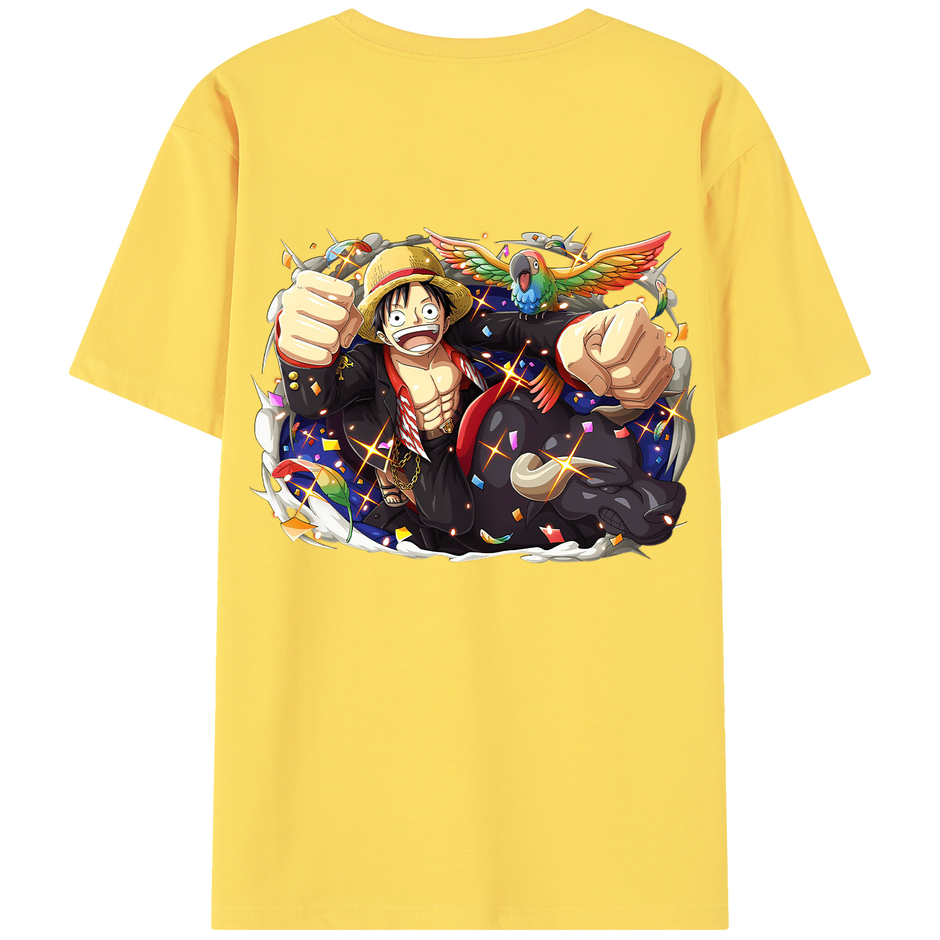 ワンピース モンキー・D・ルフィ ONE PIECE Monkey D. Luffy 綿100％半袖Tシャツ（背面プリント）
