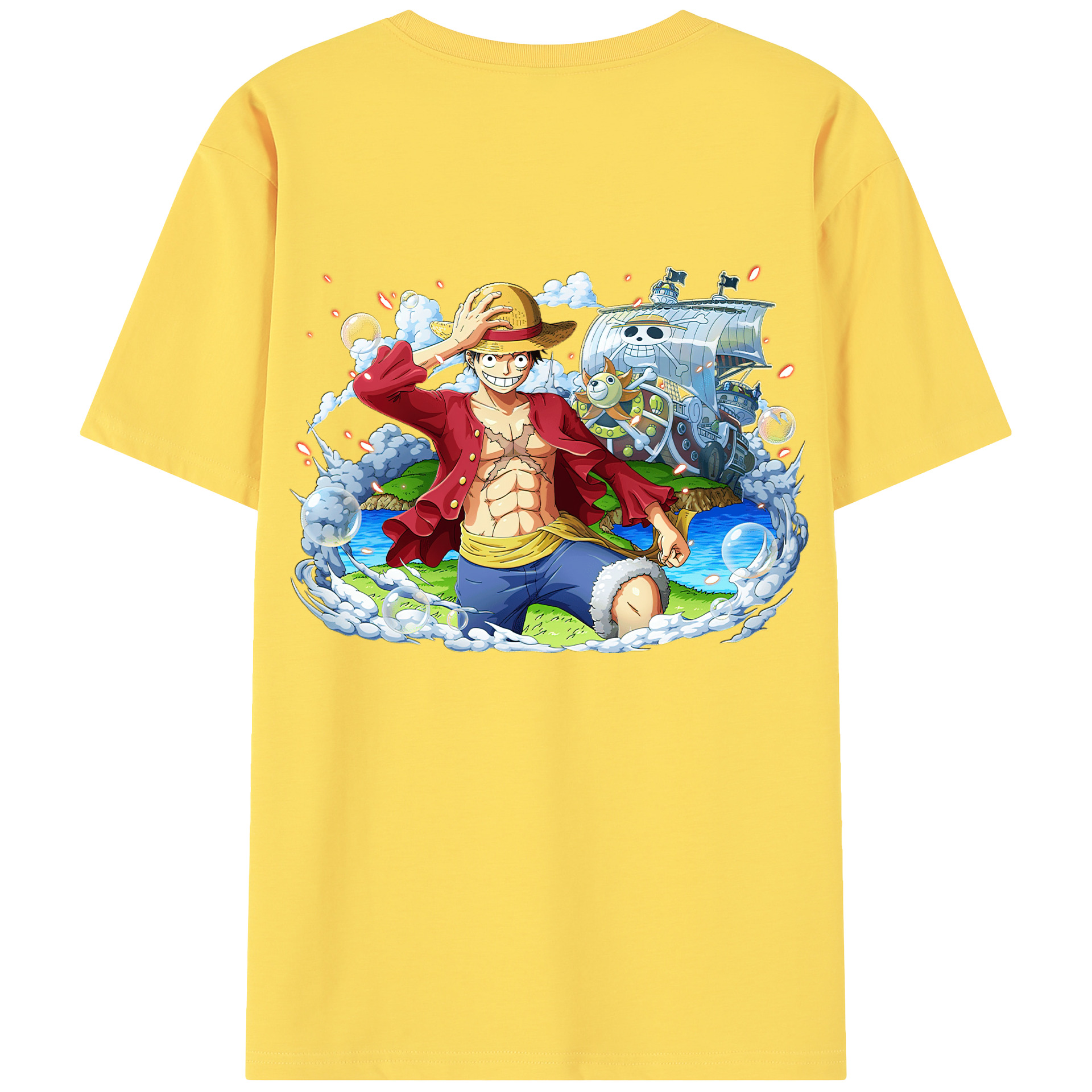 ワンピース モンキー・D・ルフィ ONE PIECE Monkey D. Luffy 綿100％半袖Tシャツ（背面プリント）