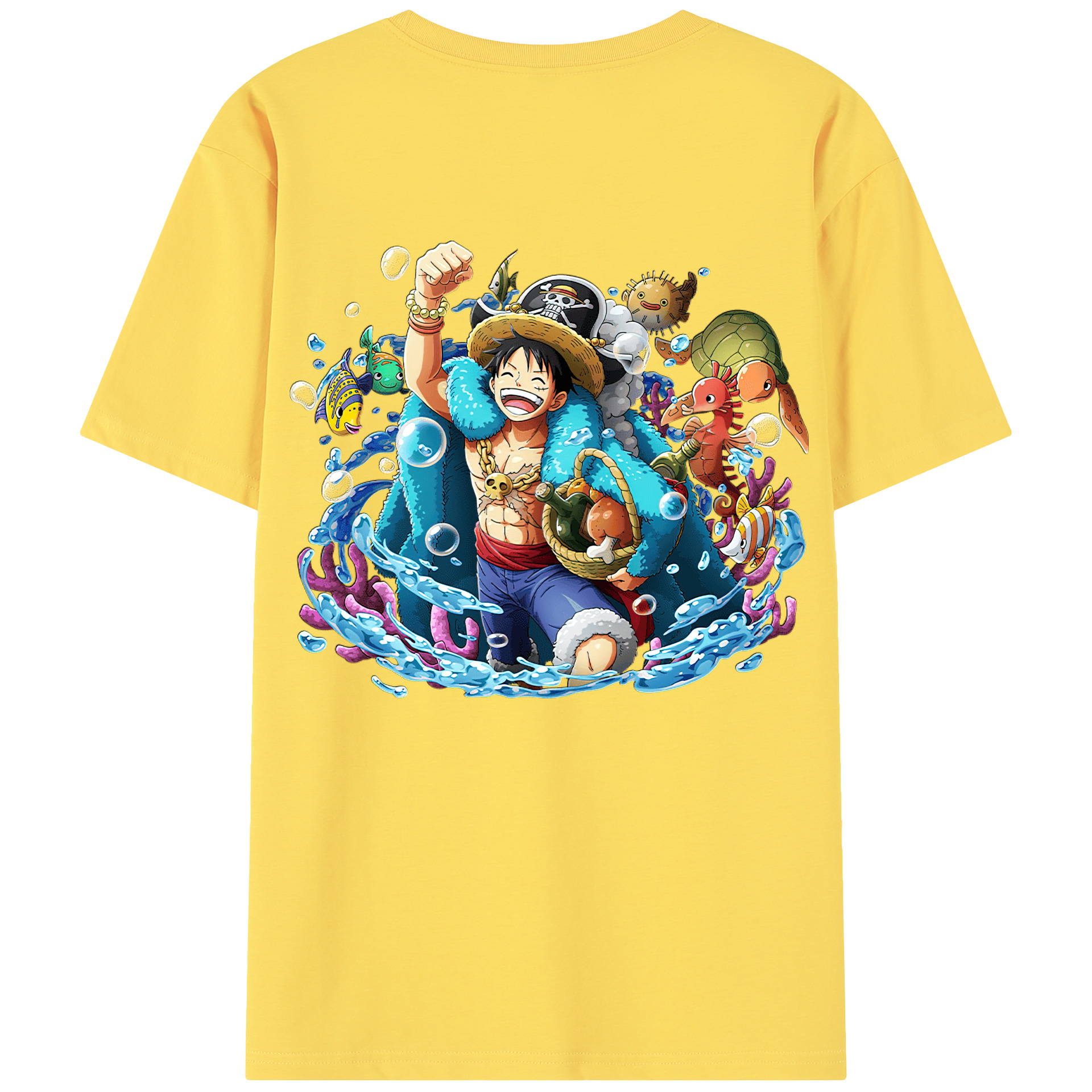 ワンピース モンキー・D・ルフィ ONE PIECE Monkey D. Luffy 綿100％半袖Tシャツ（背面プリント）