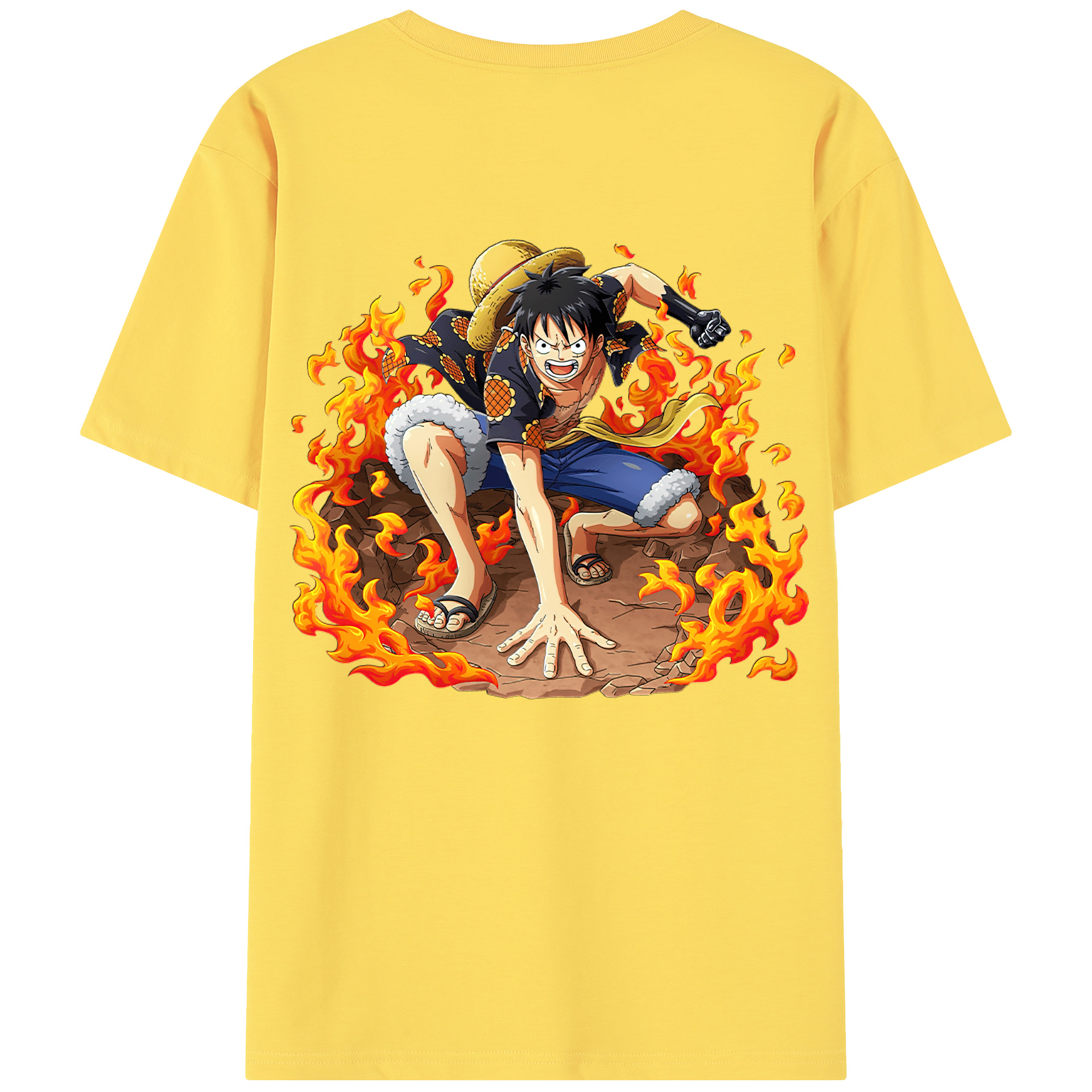 ワンピース モンキー・D・ルフィ ONE PIECE Monkey D. Luffy 綿100％半袖Tシャツ（背面プリント）