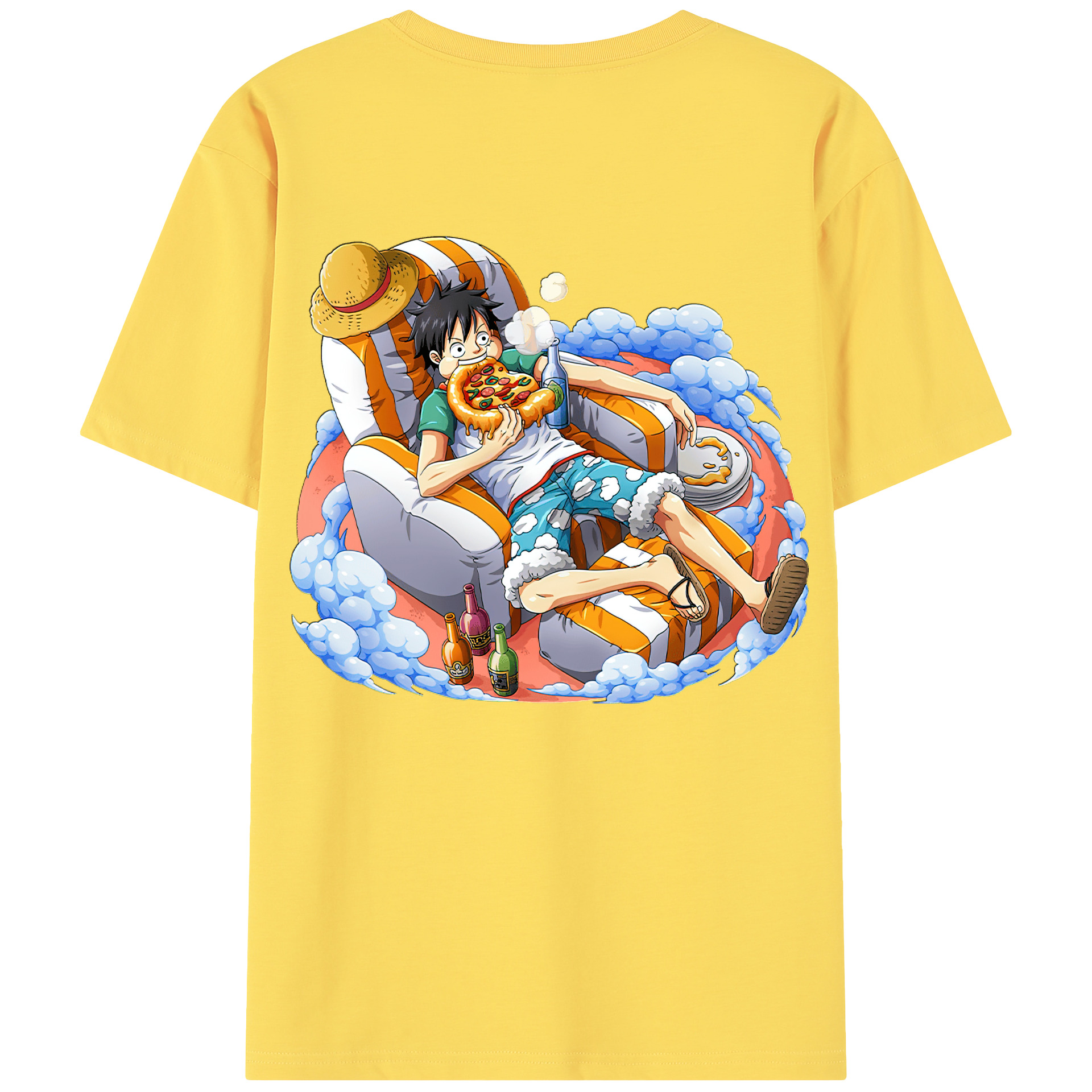 ワンピース モンキー・D・ルフィ ONE PIECE Monkey D. Luffy 綿100％半袖Tシャツ（背面プリント）