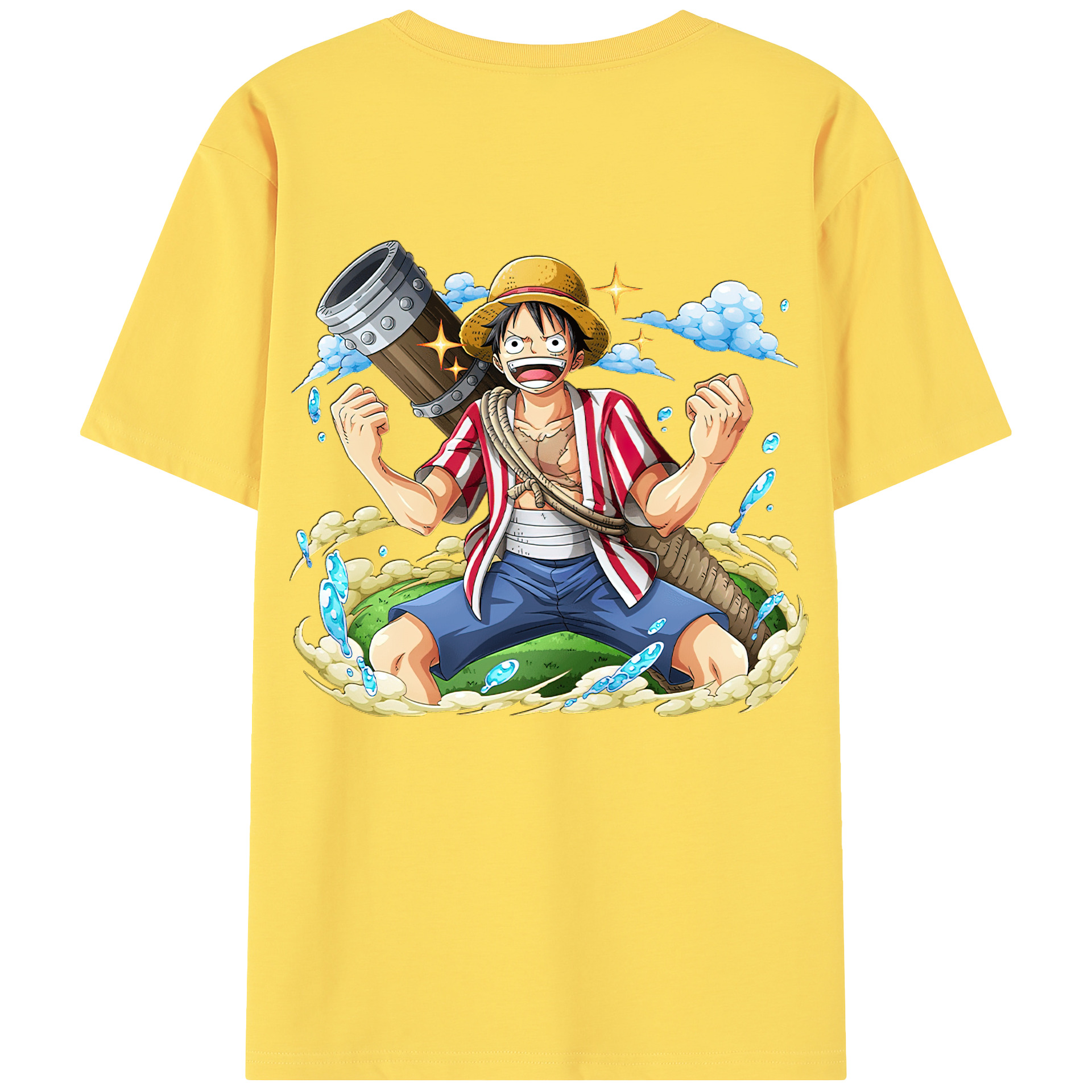 ワンピース モンキー・D・ルフィ ONE PIECE Monkey D. Luffy 綿100％半袖Tシャツ（背面プリント）