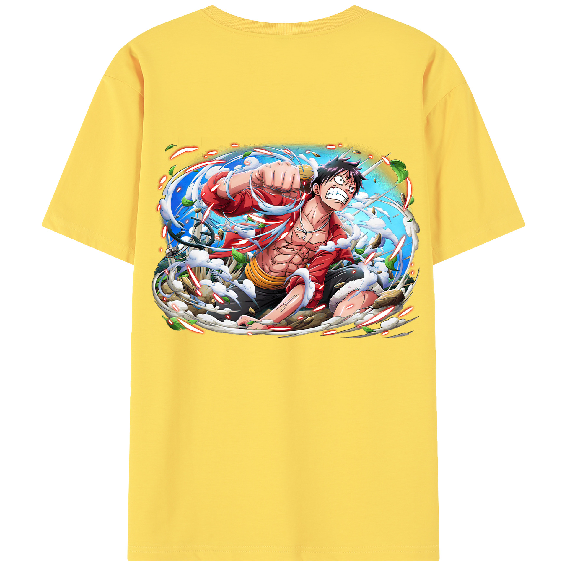 ワンピース モンキー・D・ルフィ ONE PIECE Monkey D. Luffy 綿100％半袖Tシャツ（背面プリント）