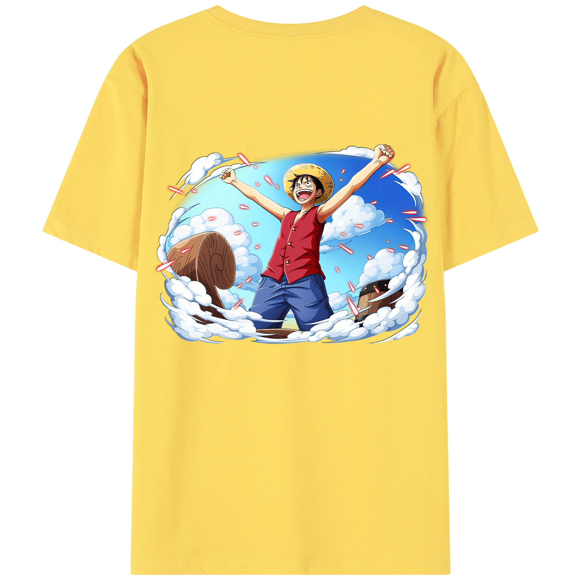 ワンピース モンキー・D・ルフィ ONE PIECE Monkey D. Luffy 綿100％半袖Tシャツ（背面プリント）