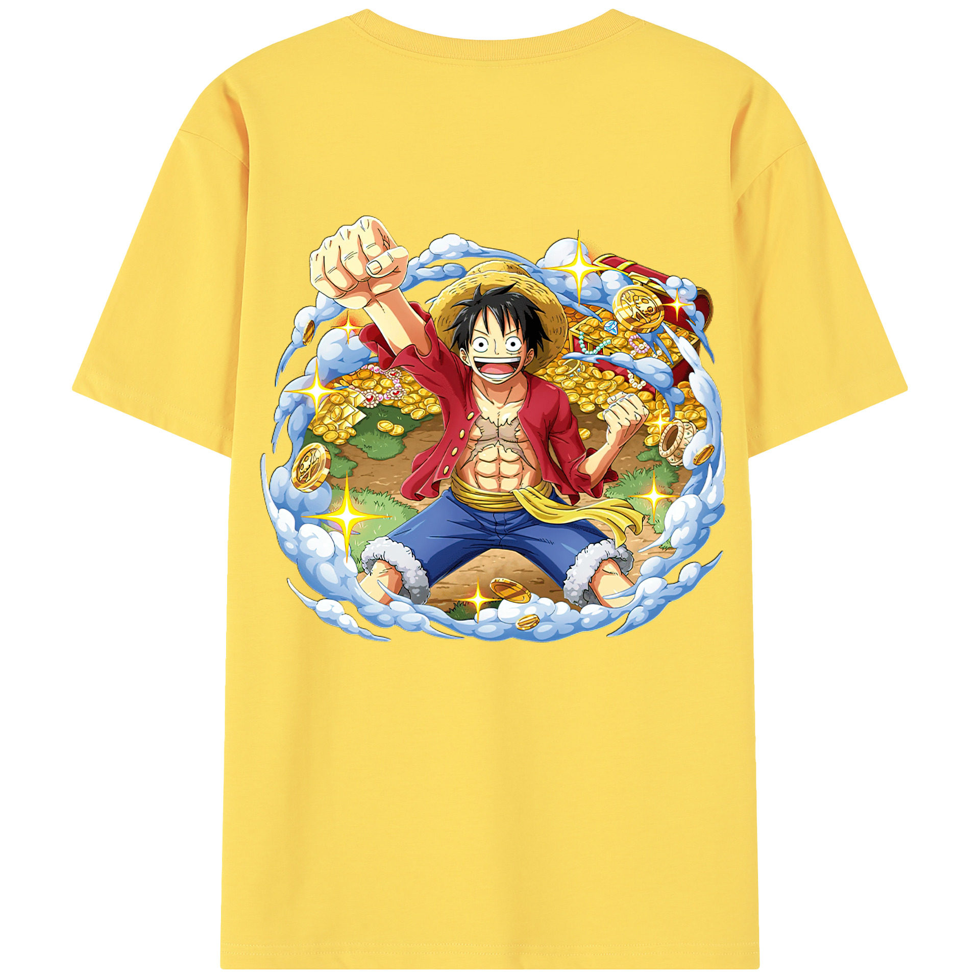 ワンピース モンキー・D・ルフィ ONE PIECE Monkey D. Luffy 綿100％半袖Tシャツ（背面プリント）