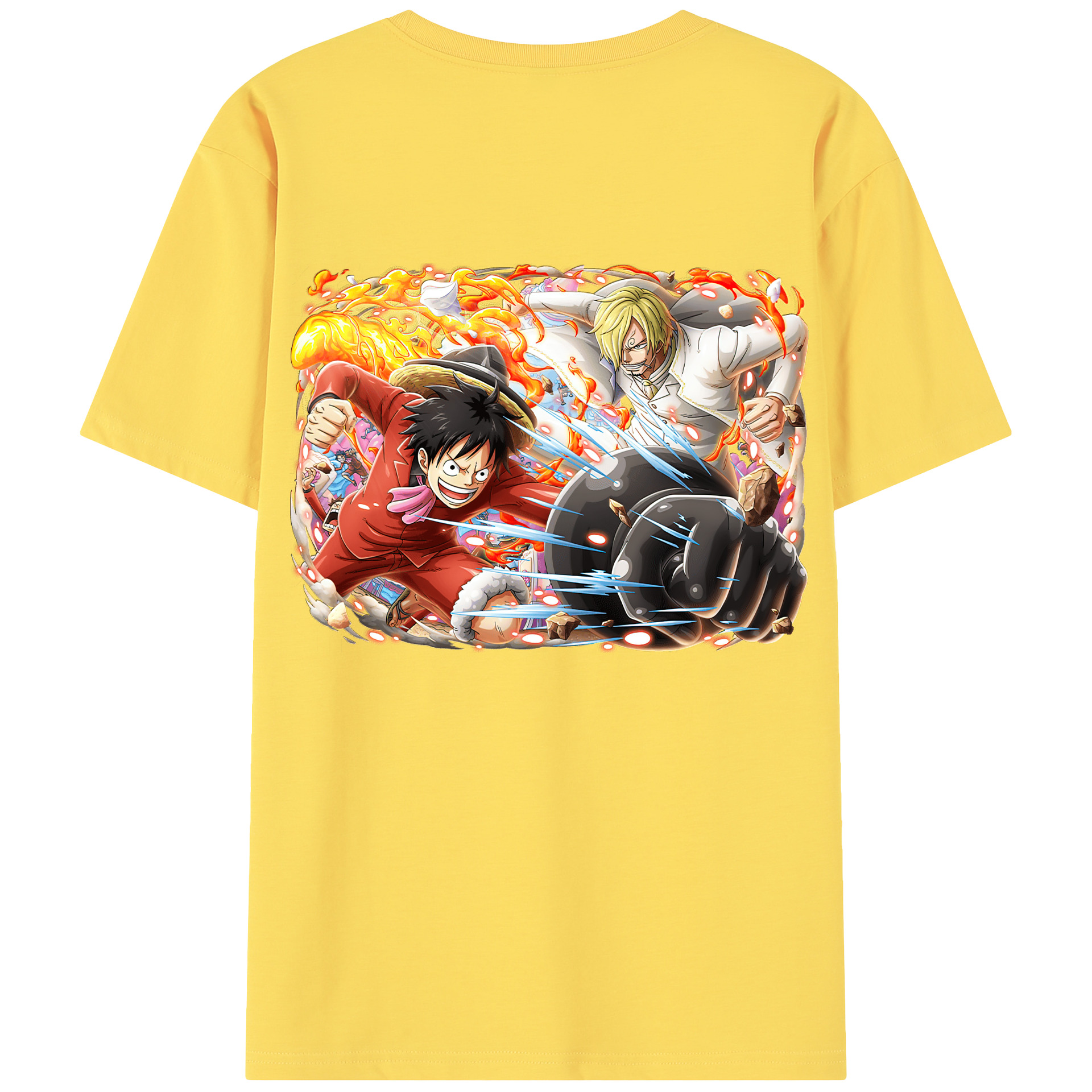 ワンピース モンキー・D・ルフィ ONE PIECE Monkey D. Luffy 綿100％半袖Tシャツ（背面プリント）