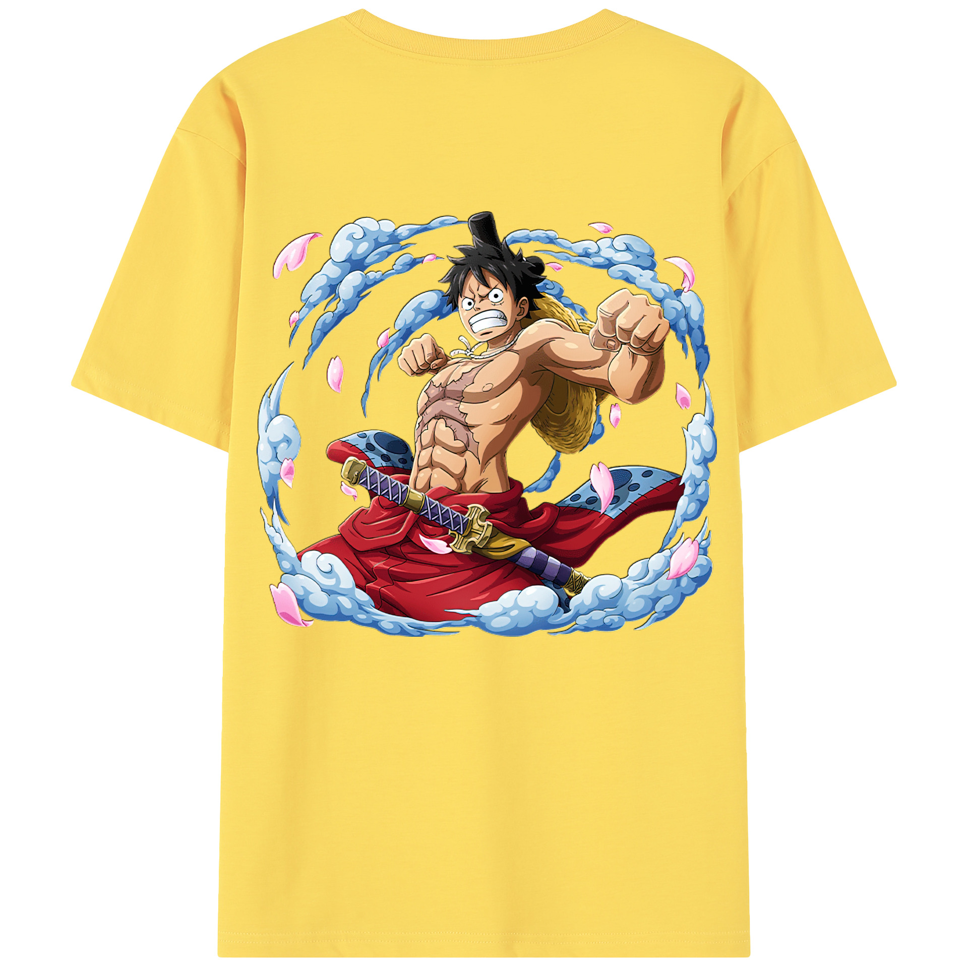 ワンピース モンキー・D・ルフィ ONE PIECE Monkey D. Luffy 綿100％半袖Tシャツ（背面プリント）
