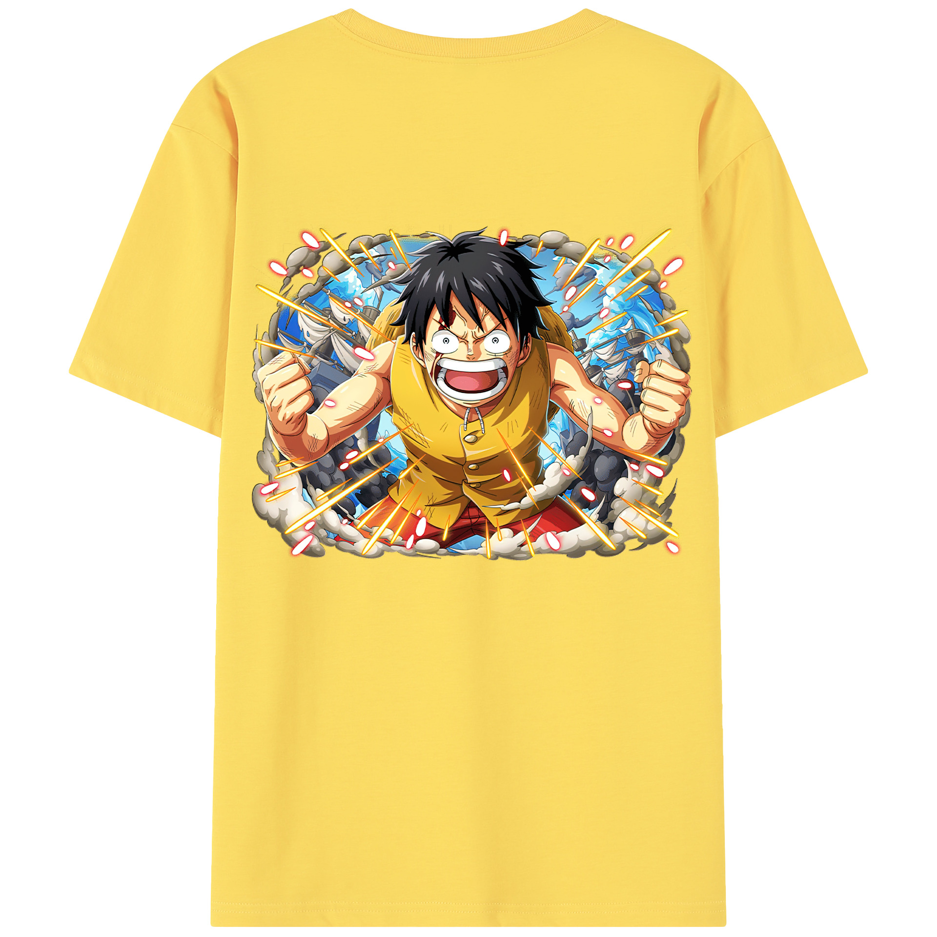 ワンピース モンキー・D・ルフィ ONE PIECE Monkey D. Luffy 綿100％半袖Tシャツ（背面プリント）