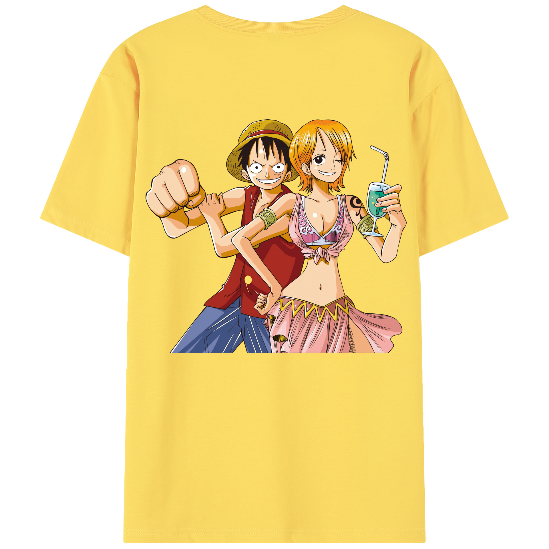 ワンピース モンキー・D・ルフィ ONE PIECE Monkey D. Luffy 綿100％半袖Tシャツ（背面プリント）