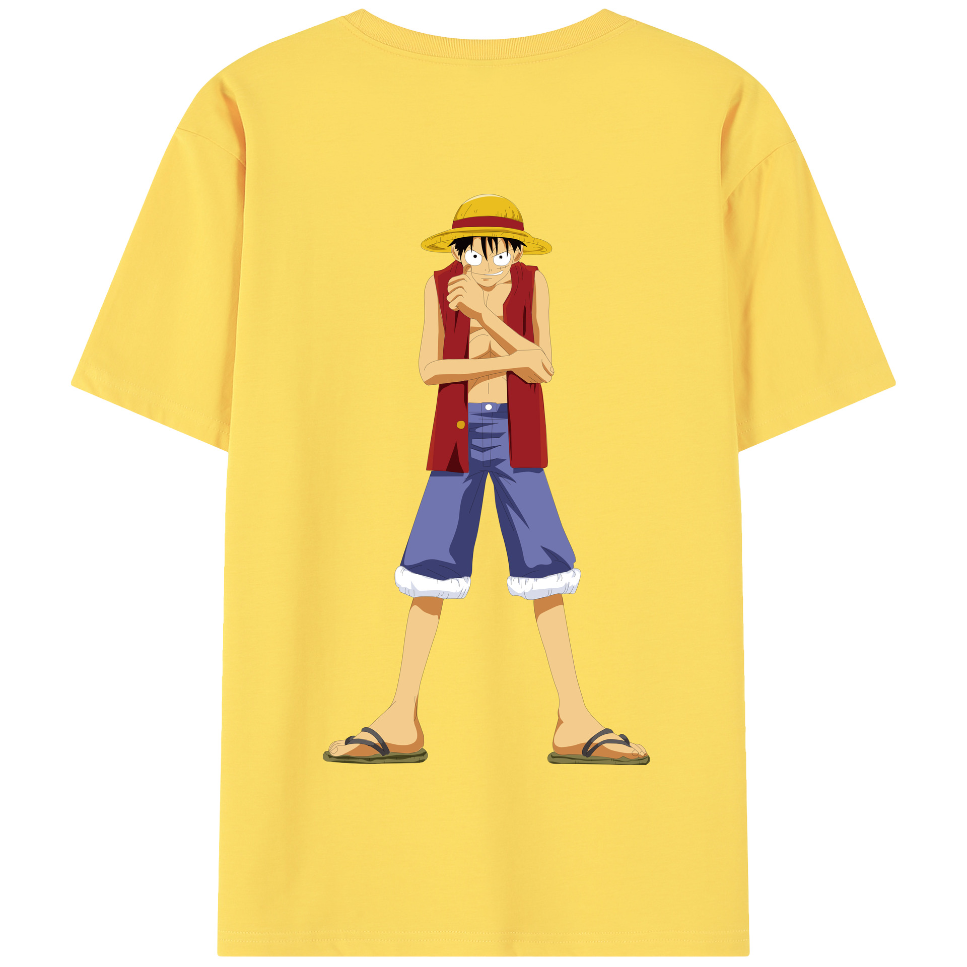 ワンピース モンキー・D・ルフィ ONE PIECE Monkey D. Luffy 綿100％半袖Tシャツ（背面プリント）