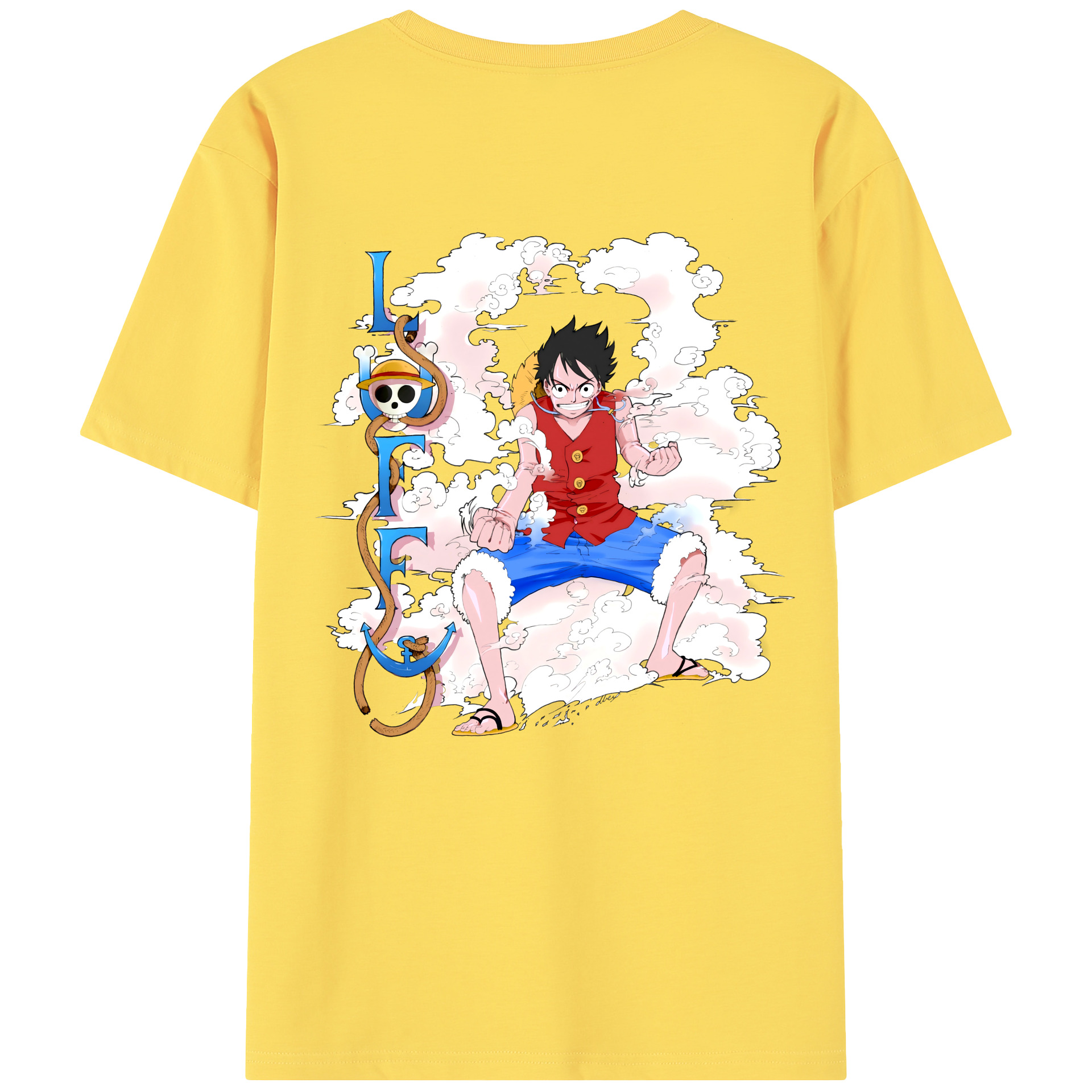 ワンピース モンキー・D・ルフィ ONE PIECE Monkey D. Luffy 綿100％半袖Tシャツ（背面プリント）