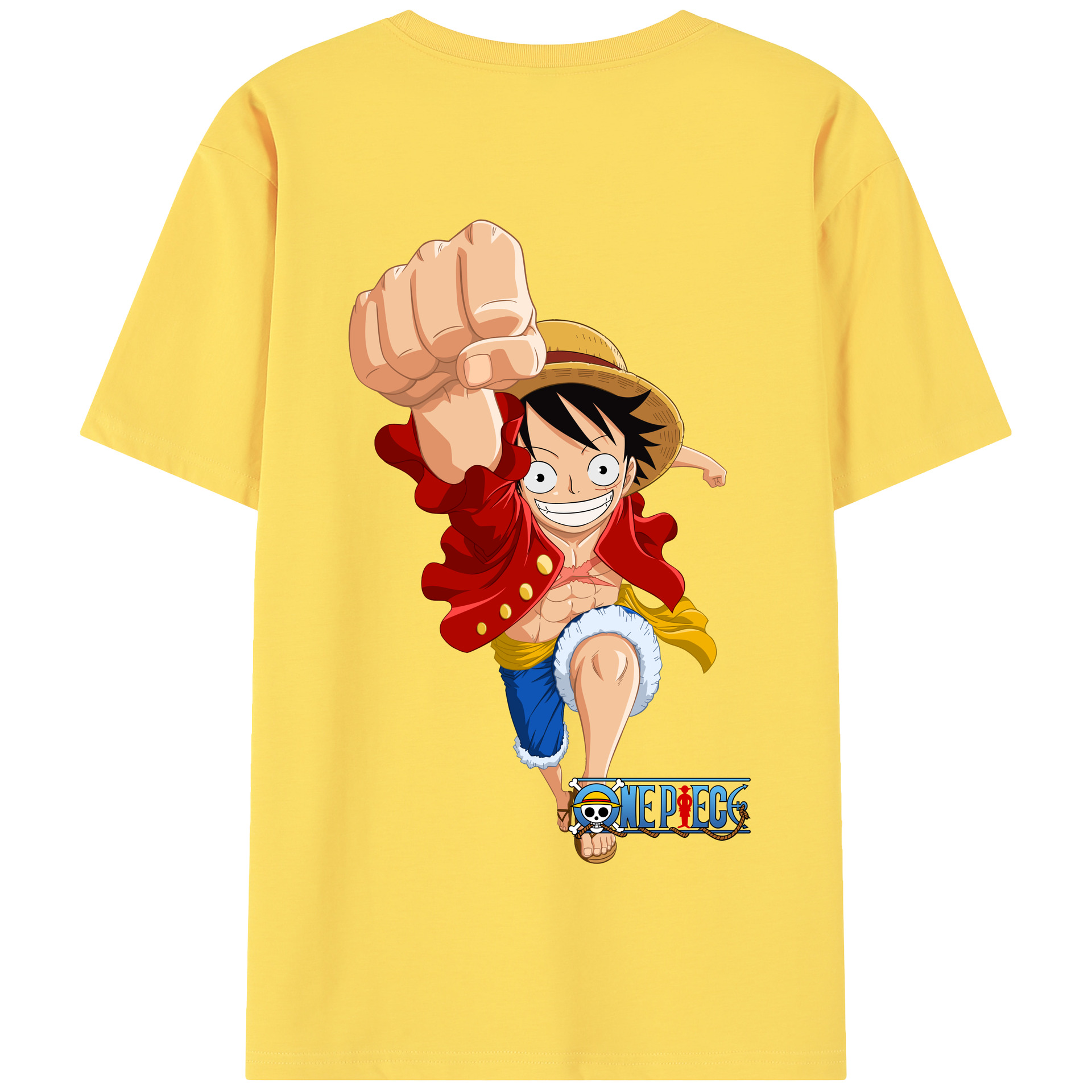 ワンピース モンキー・D・ルフィ ONE PIECE Monkey D. Luffy 綿100％半袖Tシャツ（背面プリント）