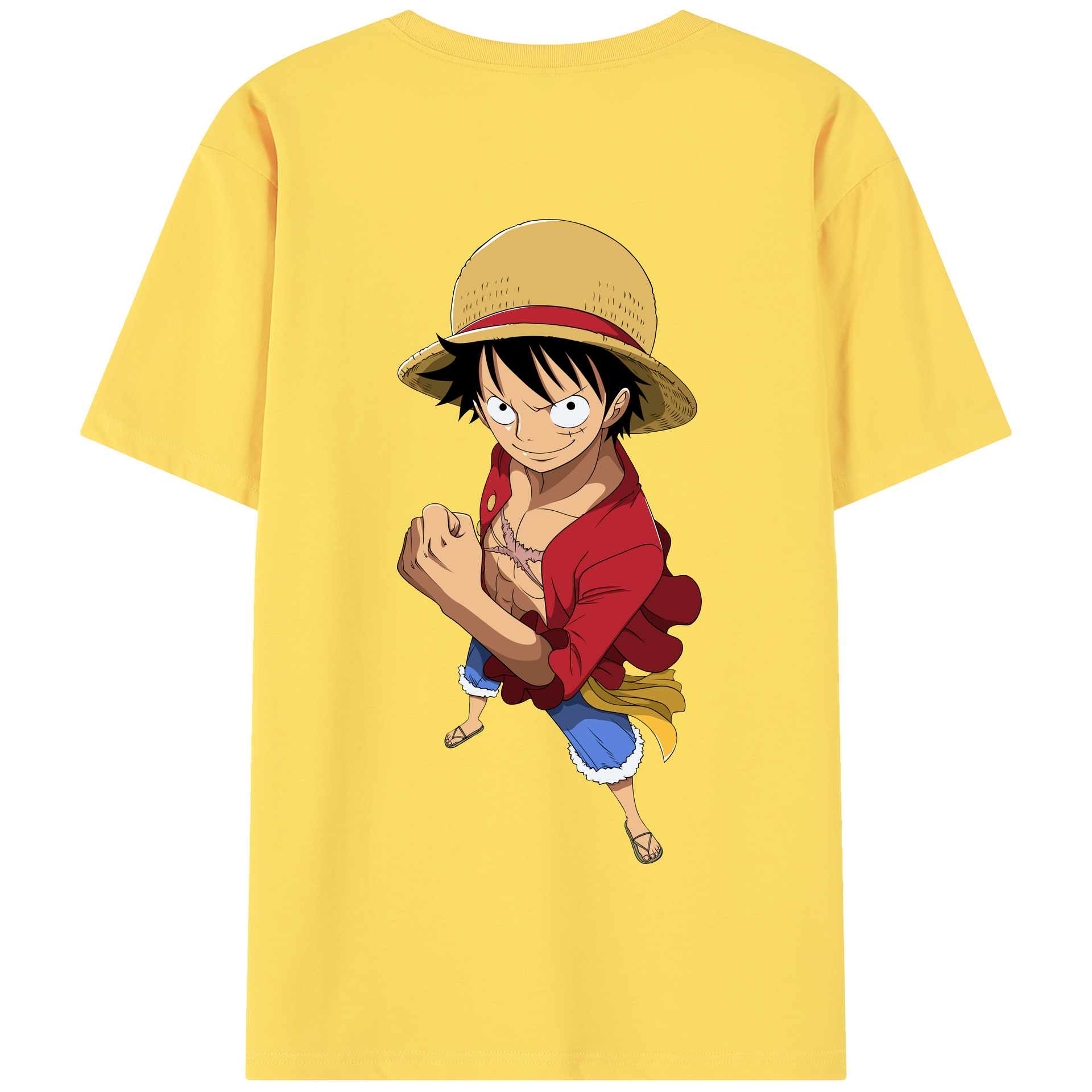 ワンピース モンキー・D・ルフィ ONE PIECE Monkey D. Luffy 綿100％半袖Tシャツ（背面プリント）
