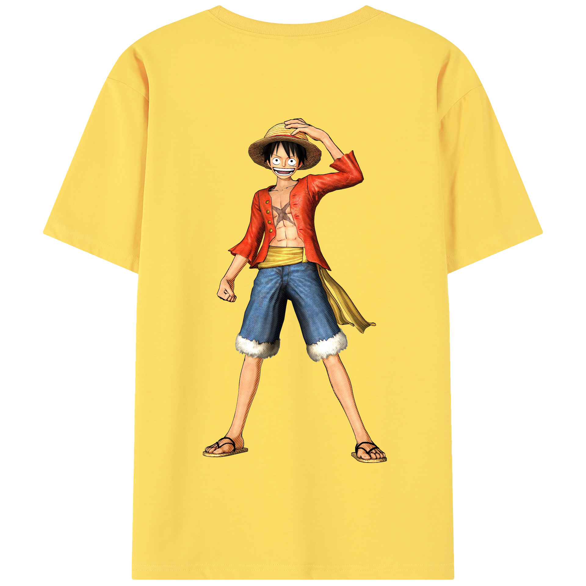 ワンピース モンキー・D・ルフィ ONE PIECE Monkey D. Luffy 綿100％半袖Tシャツ（背面プリント）