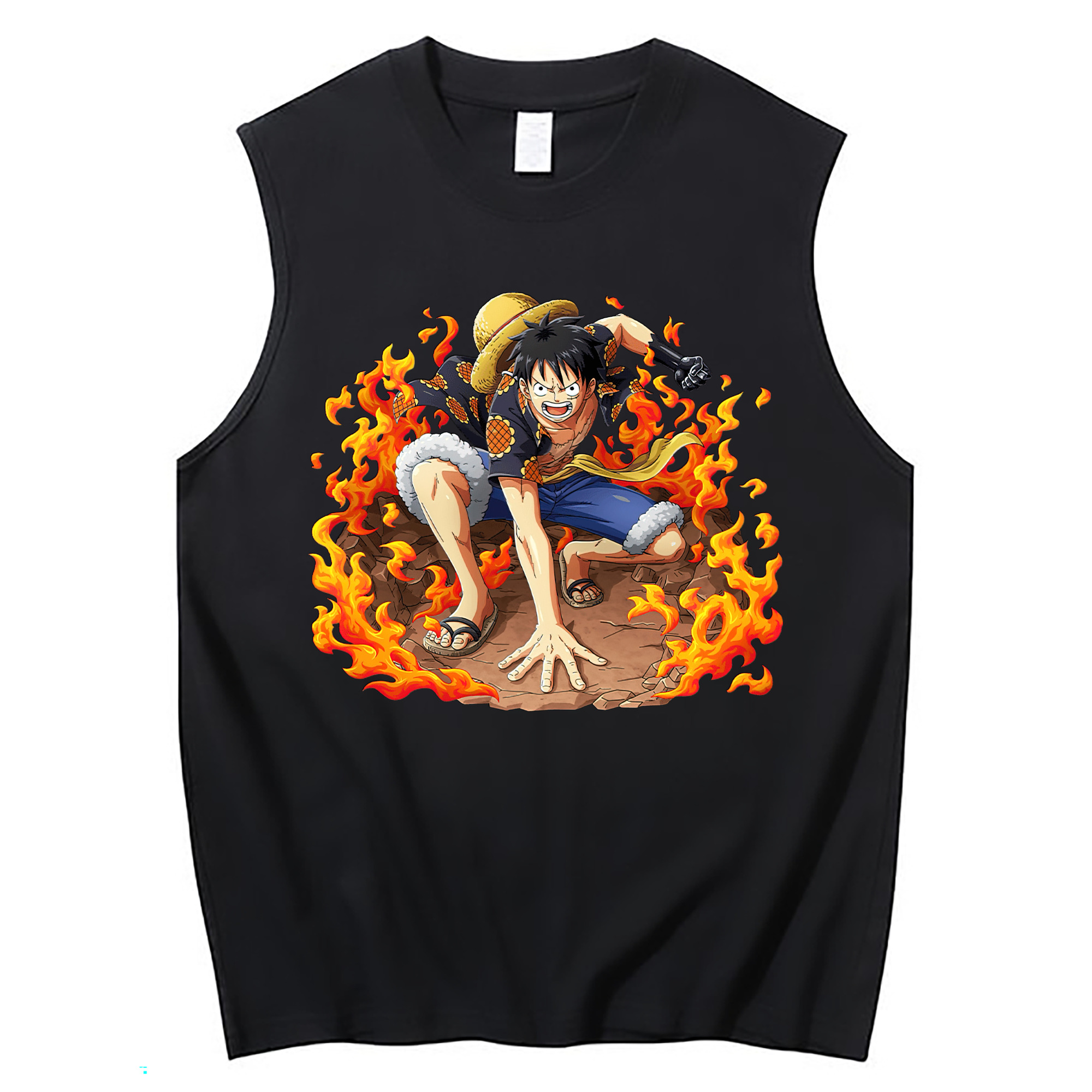 ワンピース モンキー・D・ルフィ ONE PIECE Monkey D. Luffy コットン100％タンクトップ（フロントプリント）