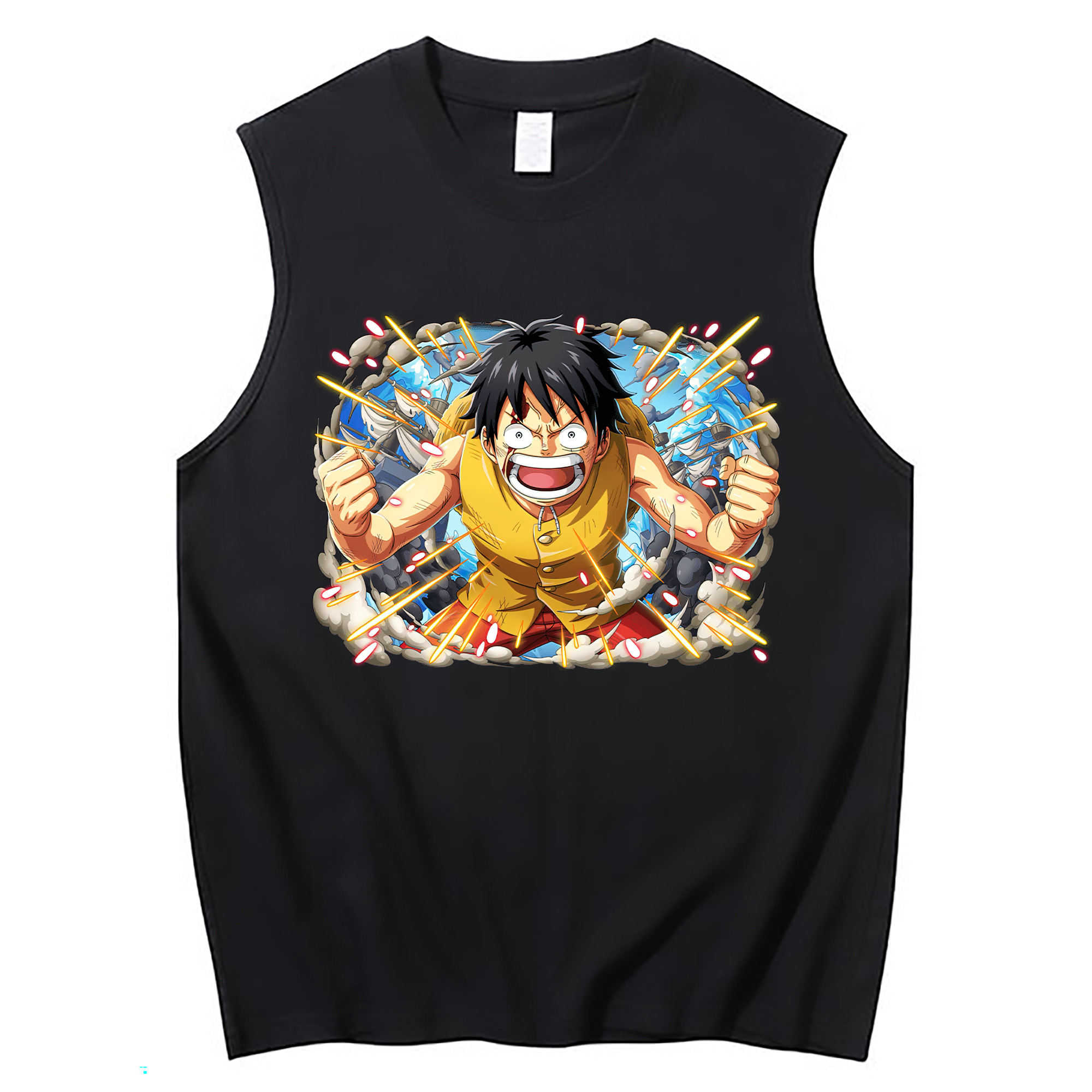 ワンピース モンキー・D・ルフィ ONE PIECE Monkey D. Luffy コットン100％タンクトップ（フロントプリント）