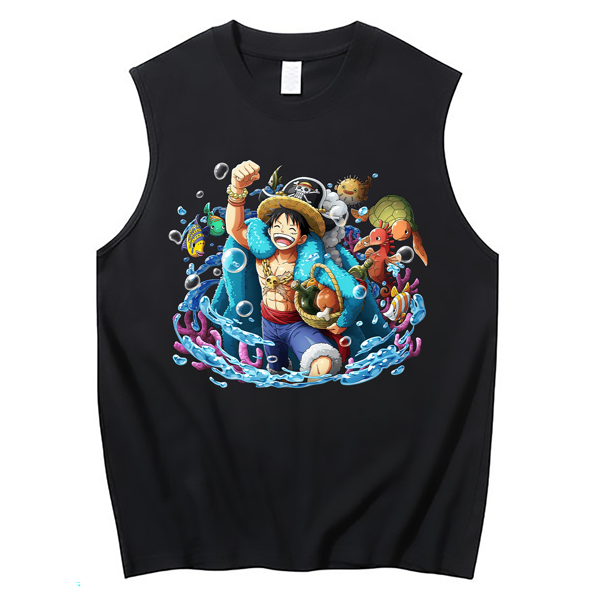 ワンピース モンキー・D・ルフィ ONE PIECE Monkey D. Luffy コットン100％タンクトップ（フロントプリント）