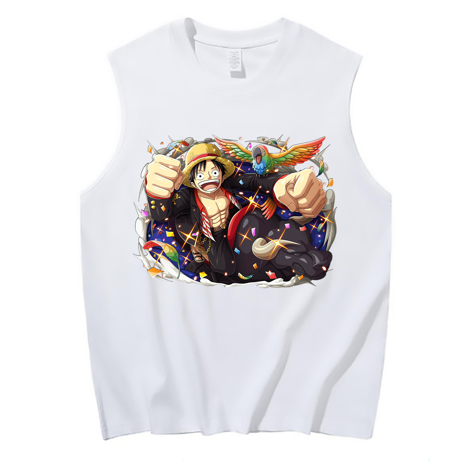 ワンピース モンキー・D・ルフィ ONE PIECE Monkey D. Luffy コットン100％タンクトップ（フロントプリント）
