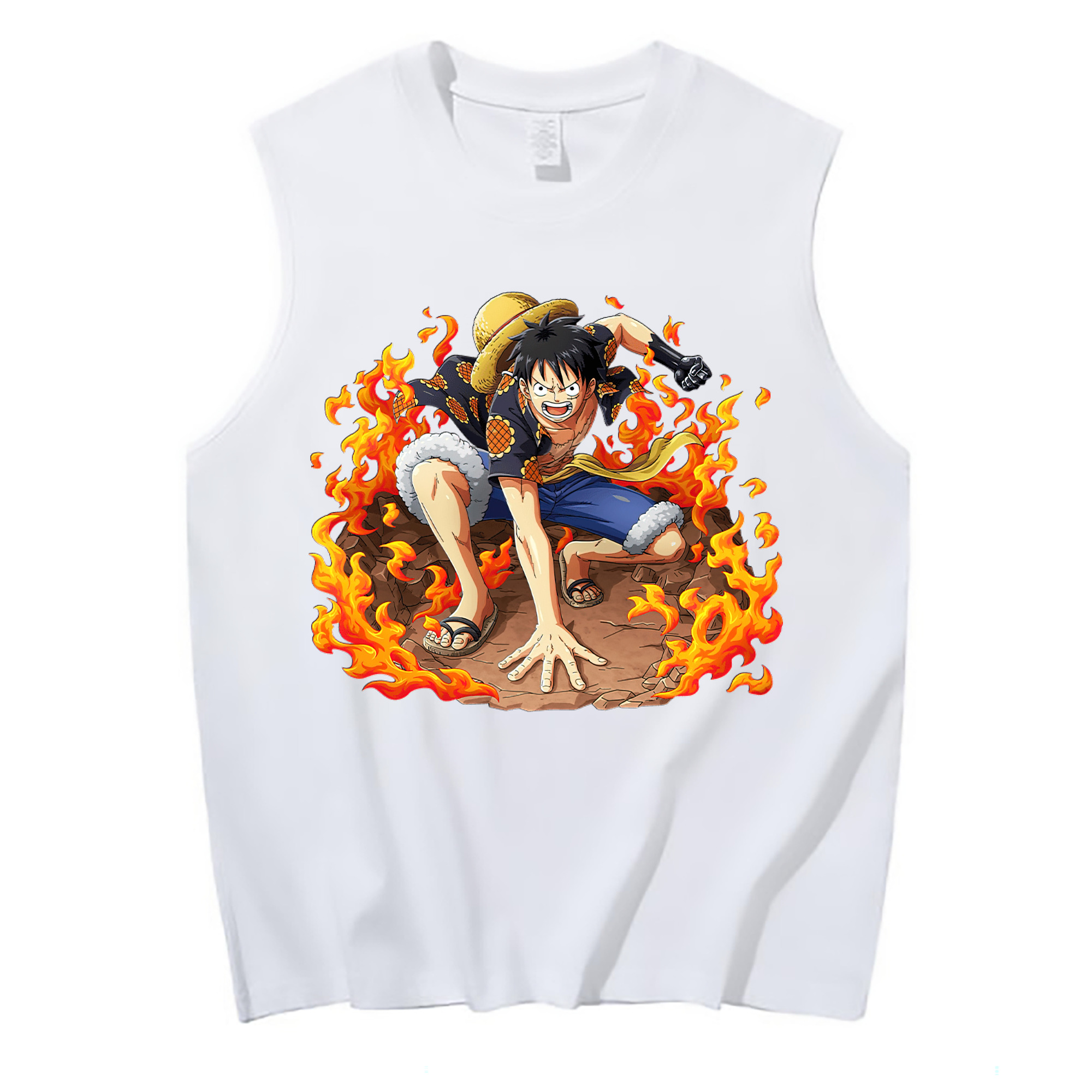 ワンピース モンキー・D・ルフィ ONE PIECE Monkey D. Luffy コットン100％タンクトップ（フロントプリント）