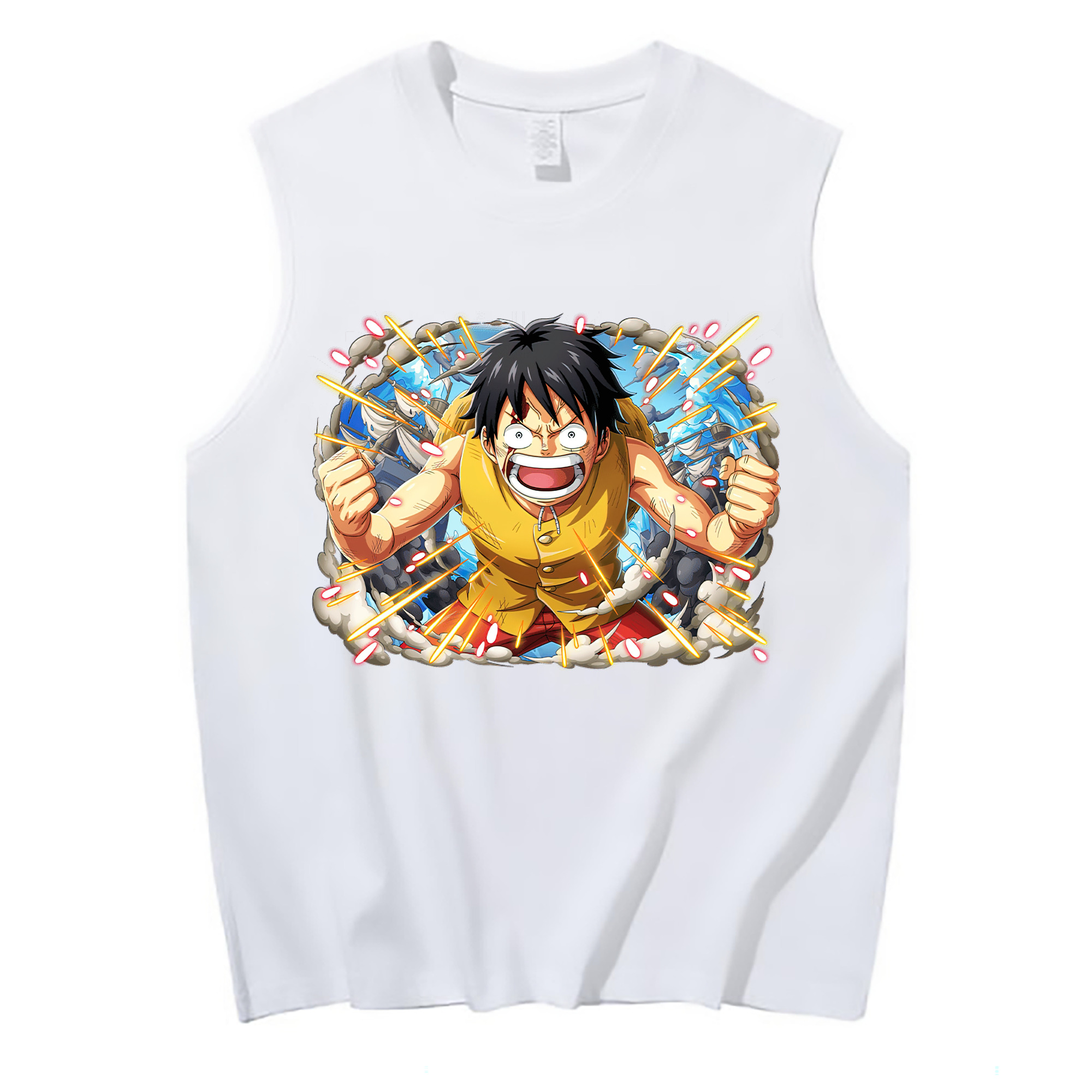 ワンピース モンキー・D・ルフィ ONE PIECE Monkey D. Luffy コットン100％タンクトップ（フロントプリント）