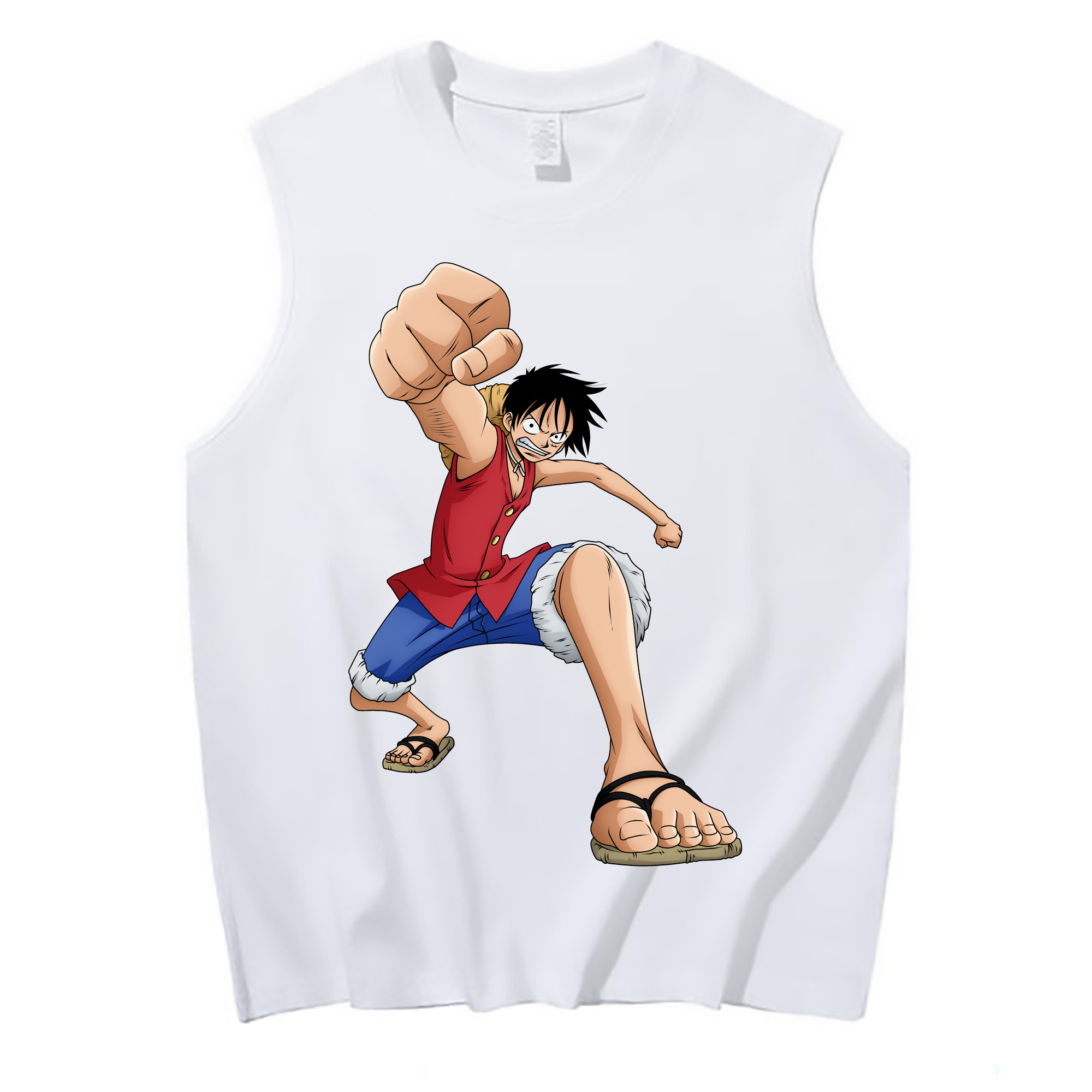 ワンピース モンキー・D・ルフィ ONE PIECE Monkey D. Luffy コットン100％タンクトップ（フロントプリント）
