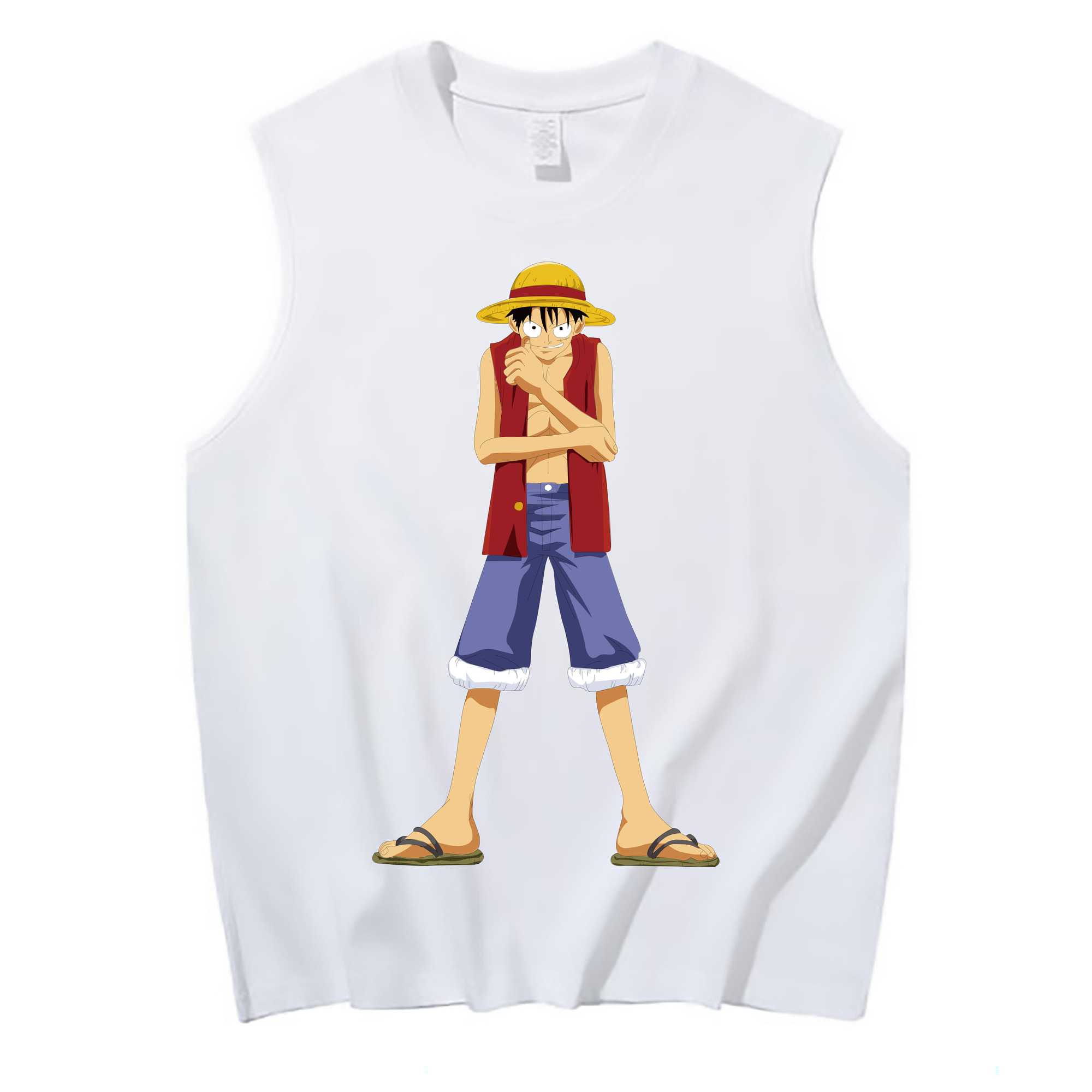 ワンピース モンキー・D・ルフィ ONE PIECE Monkey D. Luffy コットン100％タンクトップ（フロントプリント）