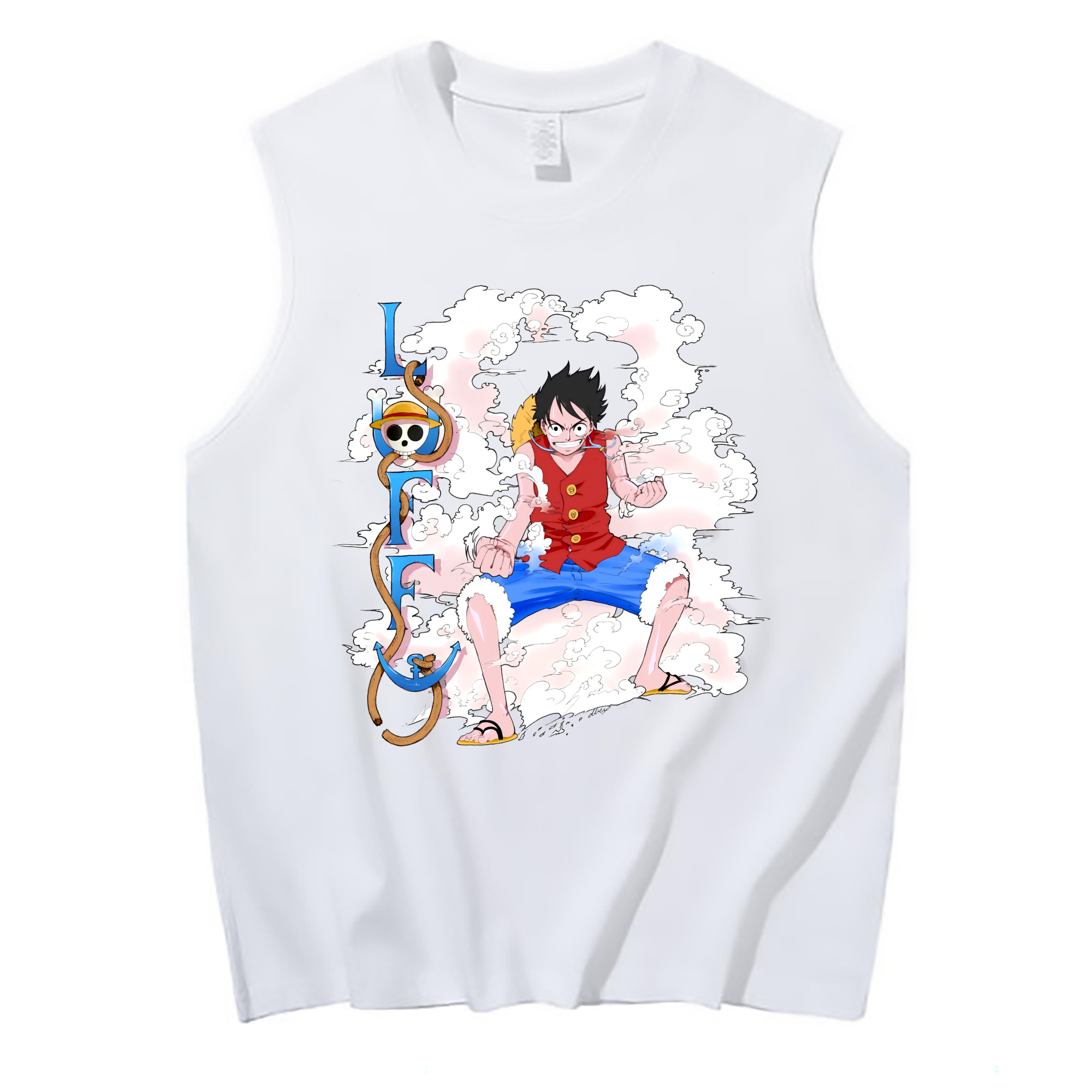 ワンピース モンキー・D・ルフィ ONE PIECE Monkey D. Luffy コットン100％タンクトップ（フロントプリント）