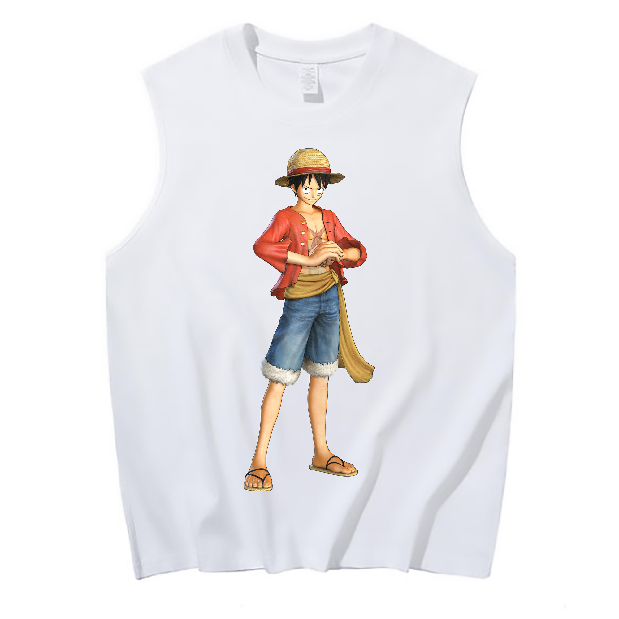 ワンピース モンキー・D・ルフィ ONE PIECE Monkey D. Luffy コットン100％タンクトップ（フロントプリント）