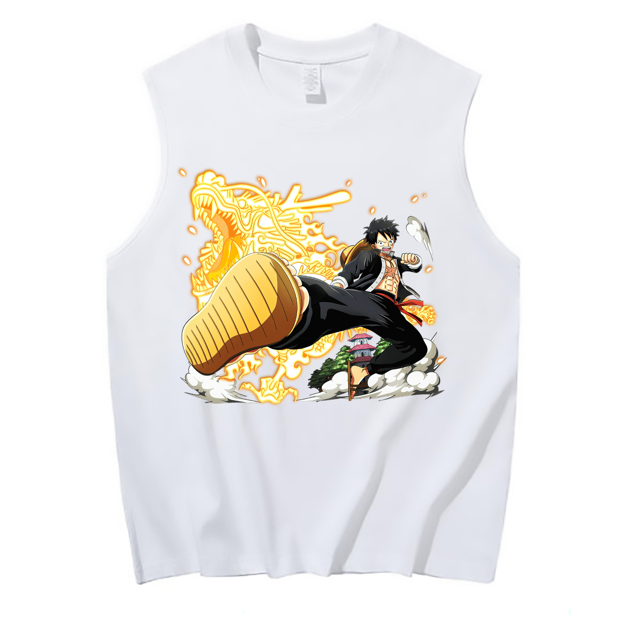 ワンピース モンキー・D・ルフィ ONE PIECE Monkey D. Luffy コットン100％タンクトップ（フロントプリント）