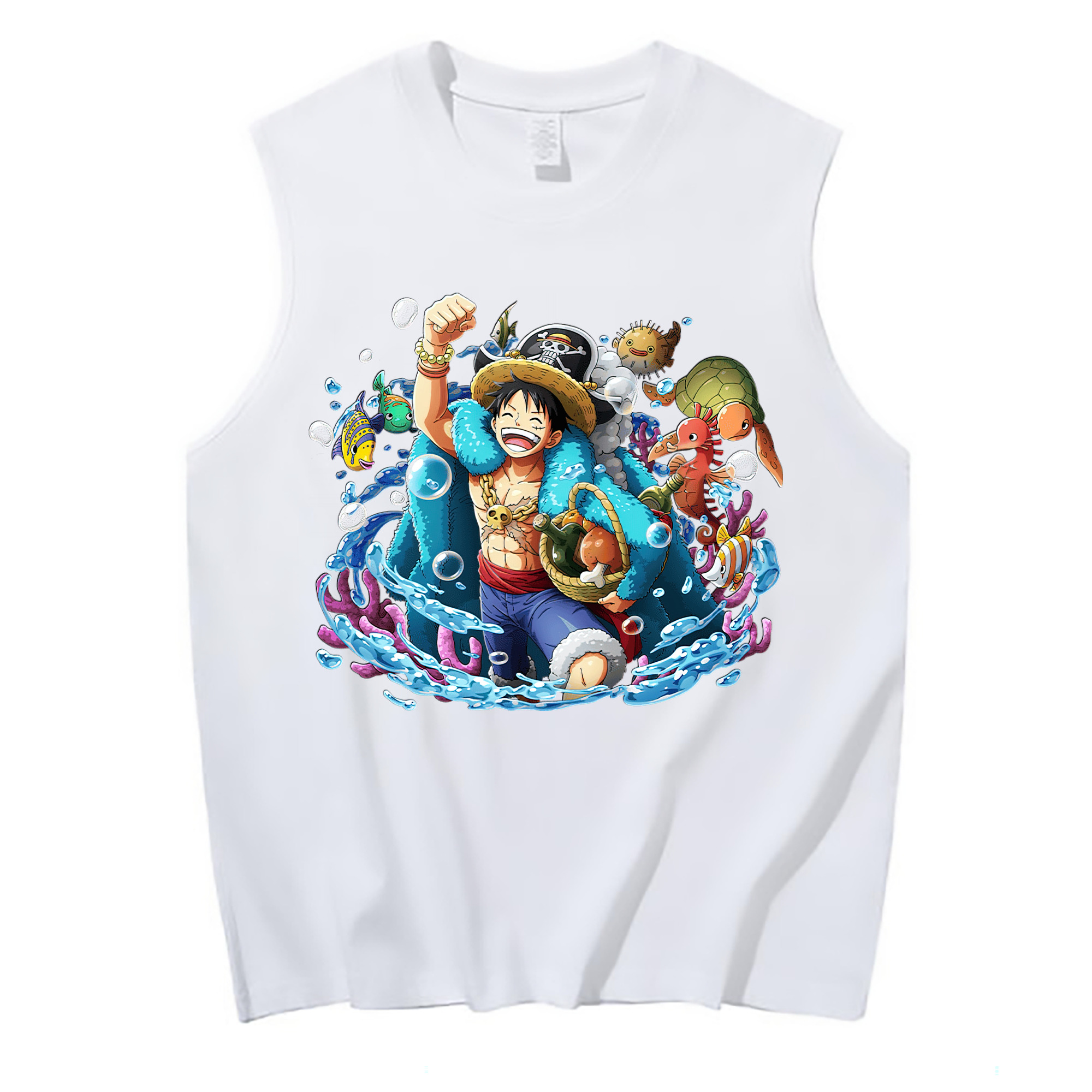 ワンピース モンキー・D・ルフィ ONE PIECE Monkey D. Luffy コットン100％タンクトップ（フロントプリント）