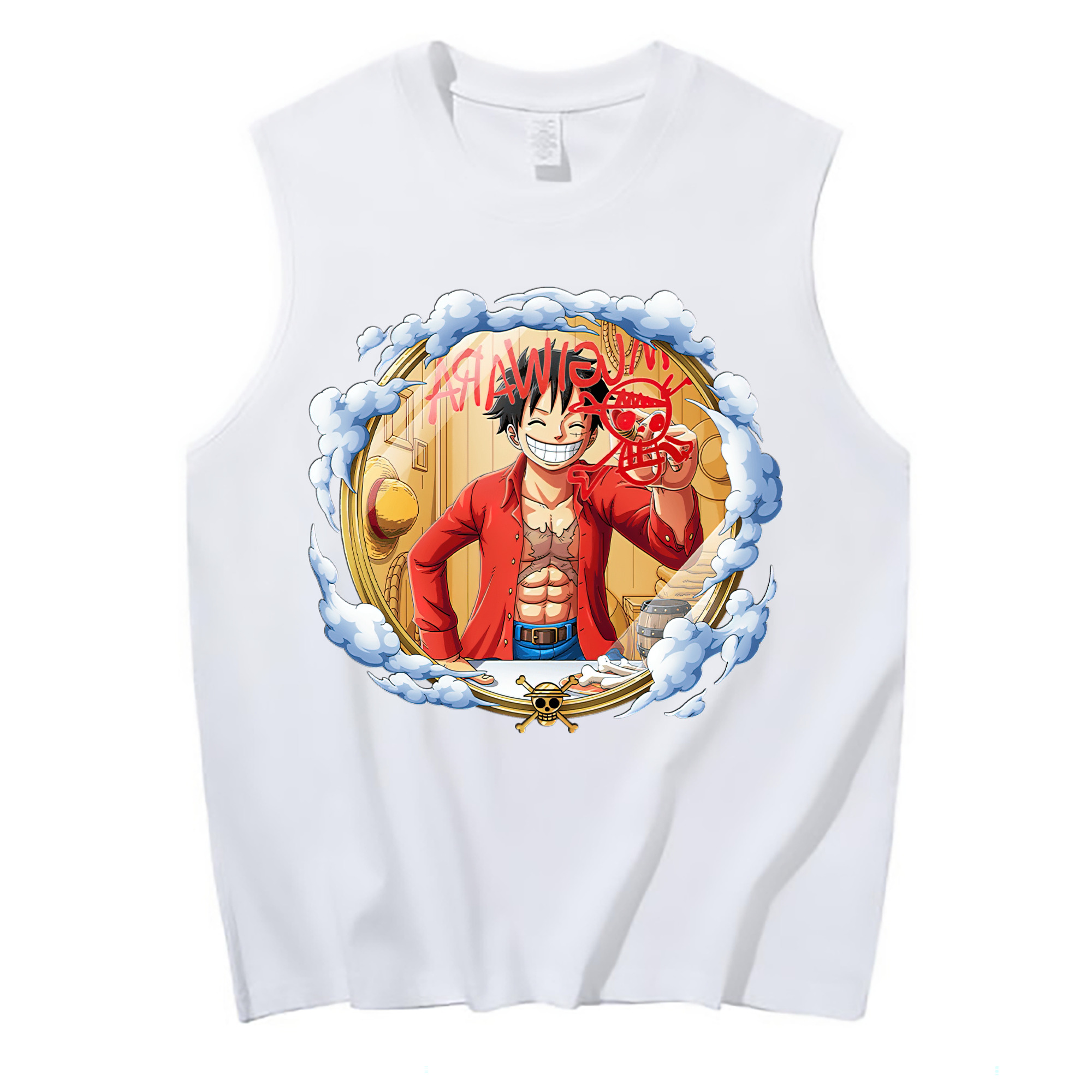 ワンピース モンキー・D・ルフィ ONE PIECE Monkey D. Luffy コットン100％タンクトップ（フロントプリント）