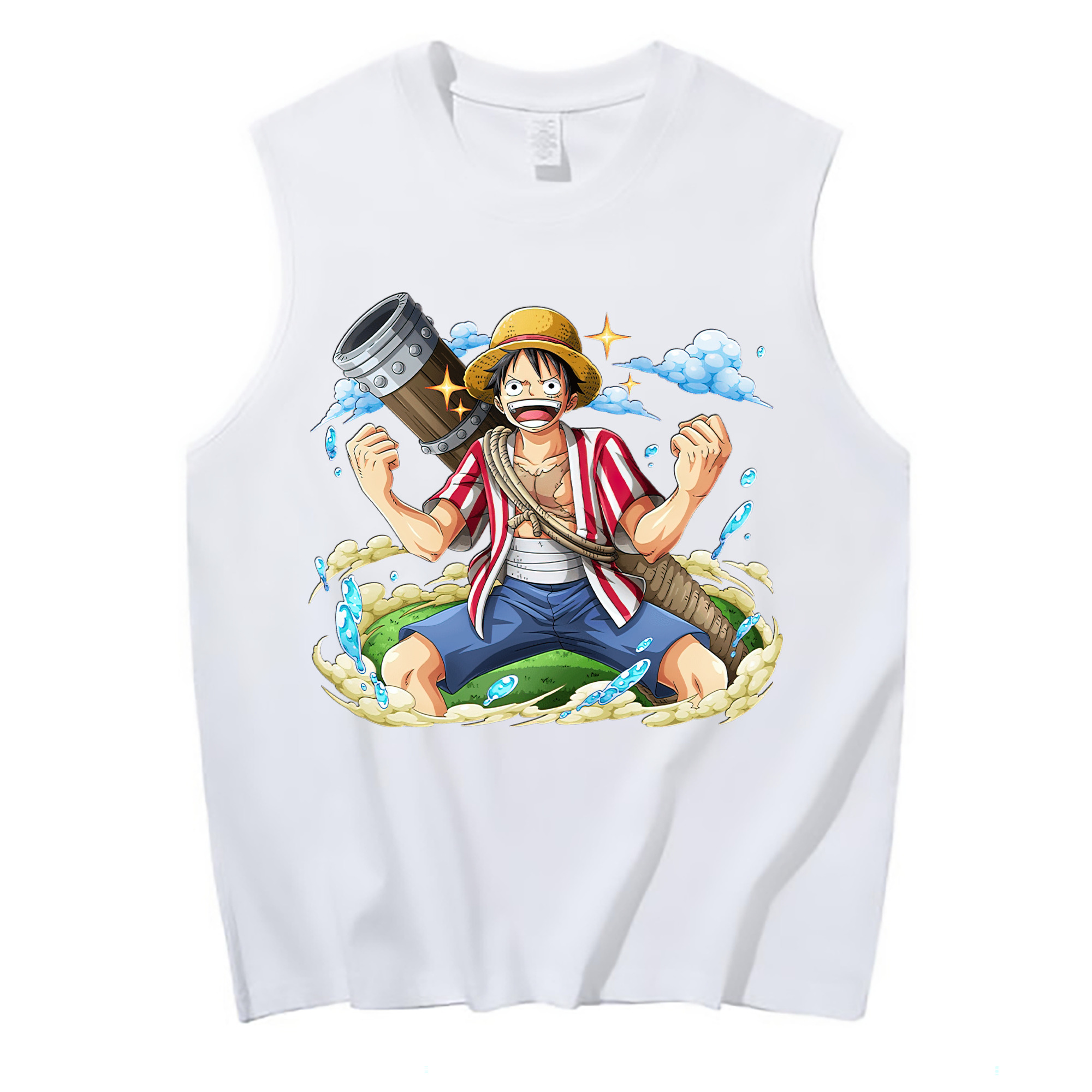 ワンピース モンキー・D・ルフィ ONE PIECE Monkey D. Luffy コットン100％タンクトップ（フロントプリント）