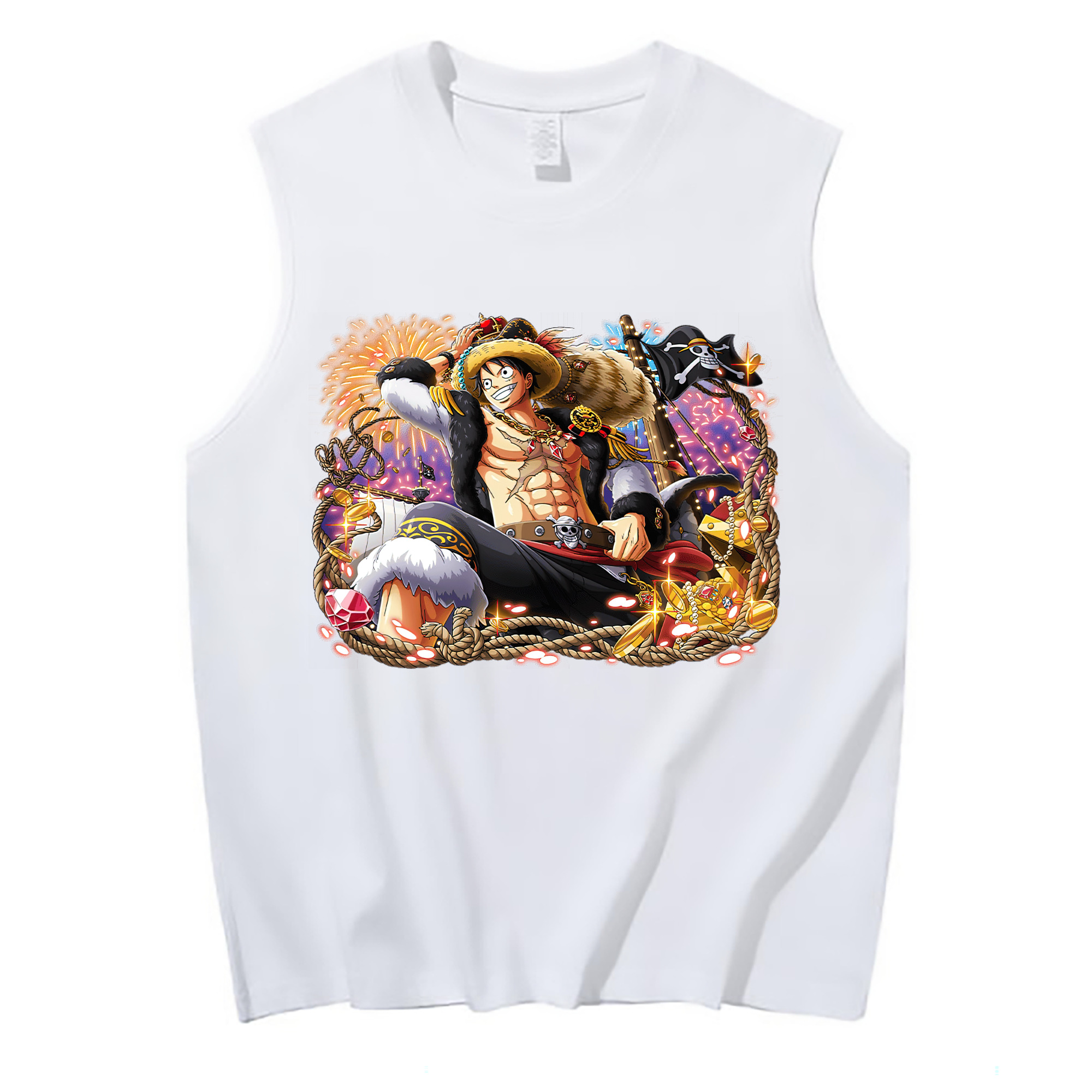 ワンピース モンキー・D・ルフィ ONE PIECE Monkey D. Luffy コットン100％タンクトップ（フロントプリント）
