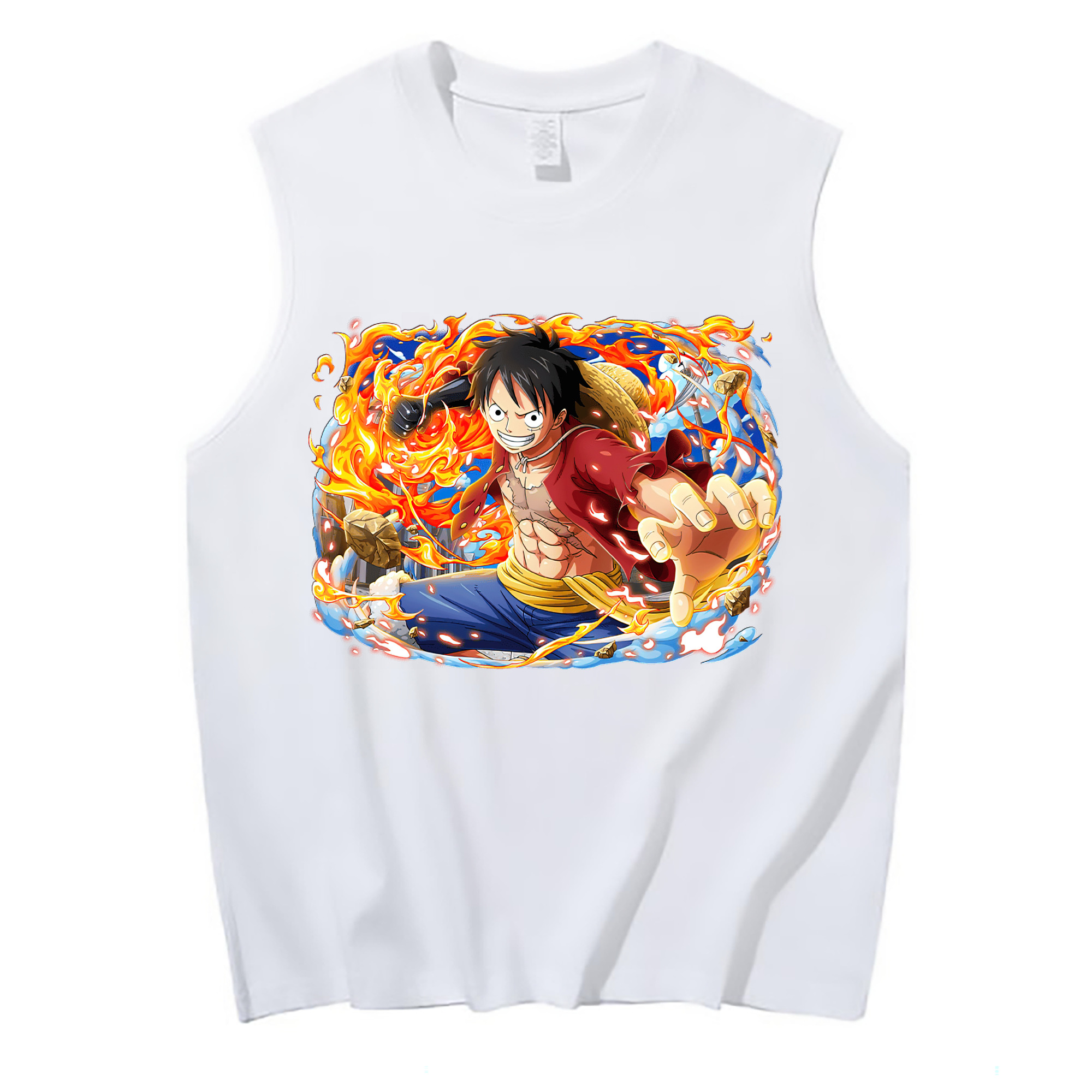 ワンピース モンキー・D・ルフィ ONE PIECE Monkey D. Luffy コットン100％タンクトップ（フロントプリント）