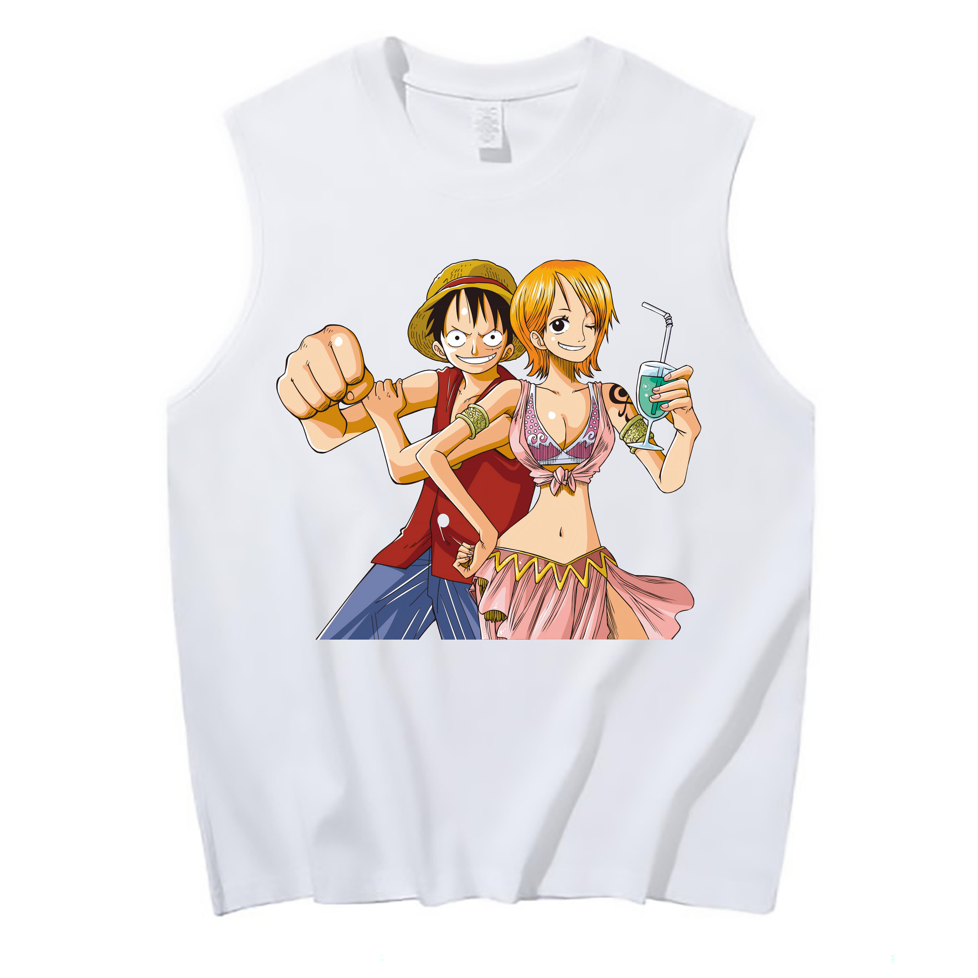 ワンピース モンキー・D・ルフィ ONE PIECE Monkey D. Luffy コットン100％タンクトップ（フロントプリント）