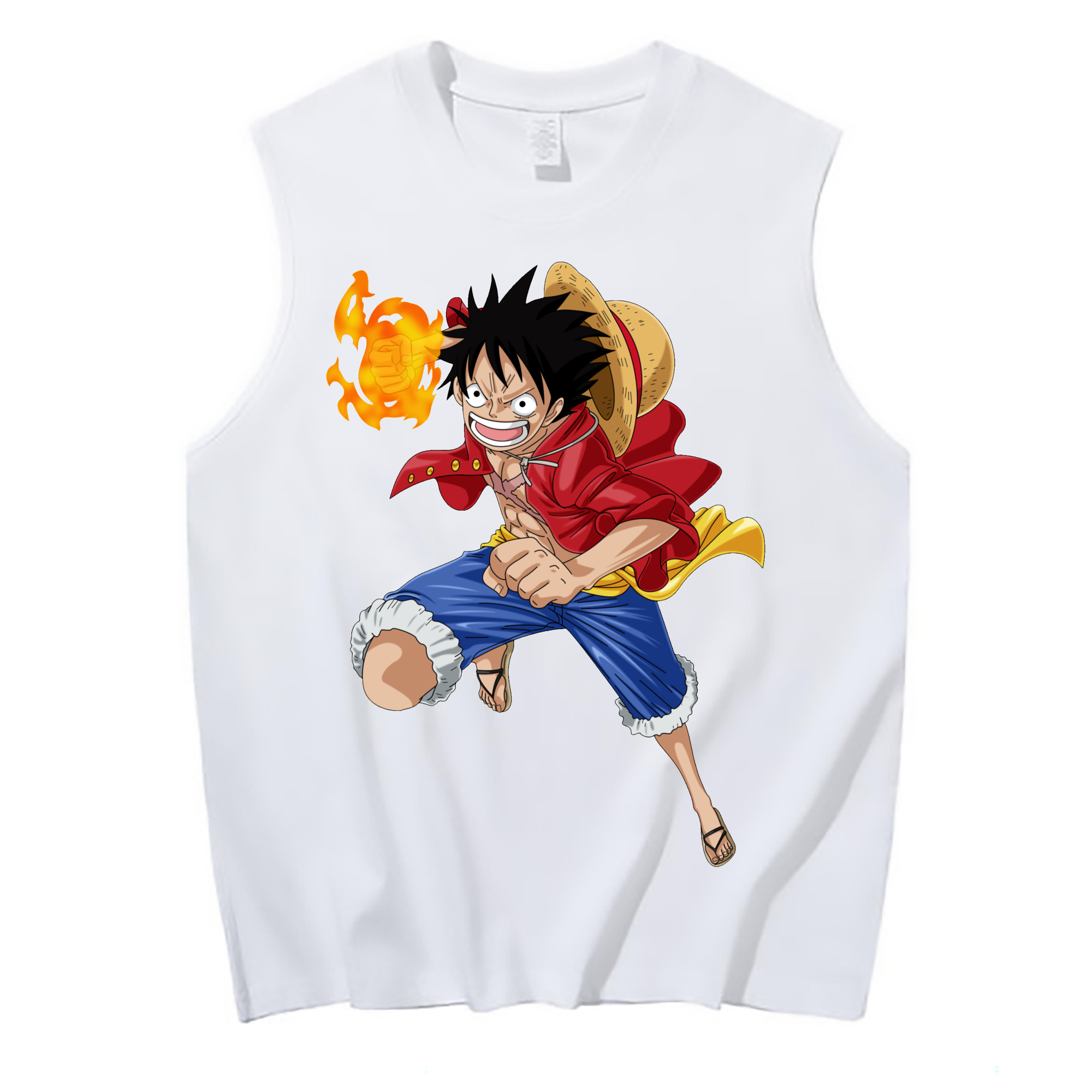 ワンピース モンキー・D・ルフィ ONE PIECE Monkey D. Luffy コットン100％タンクトップ（フロントプリント）