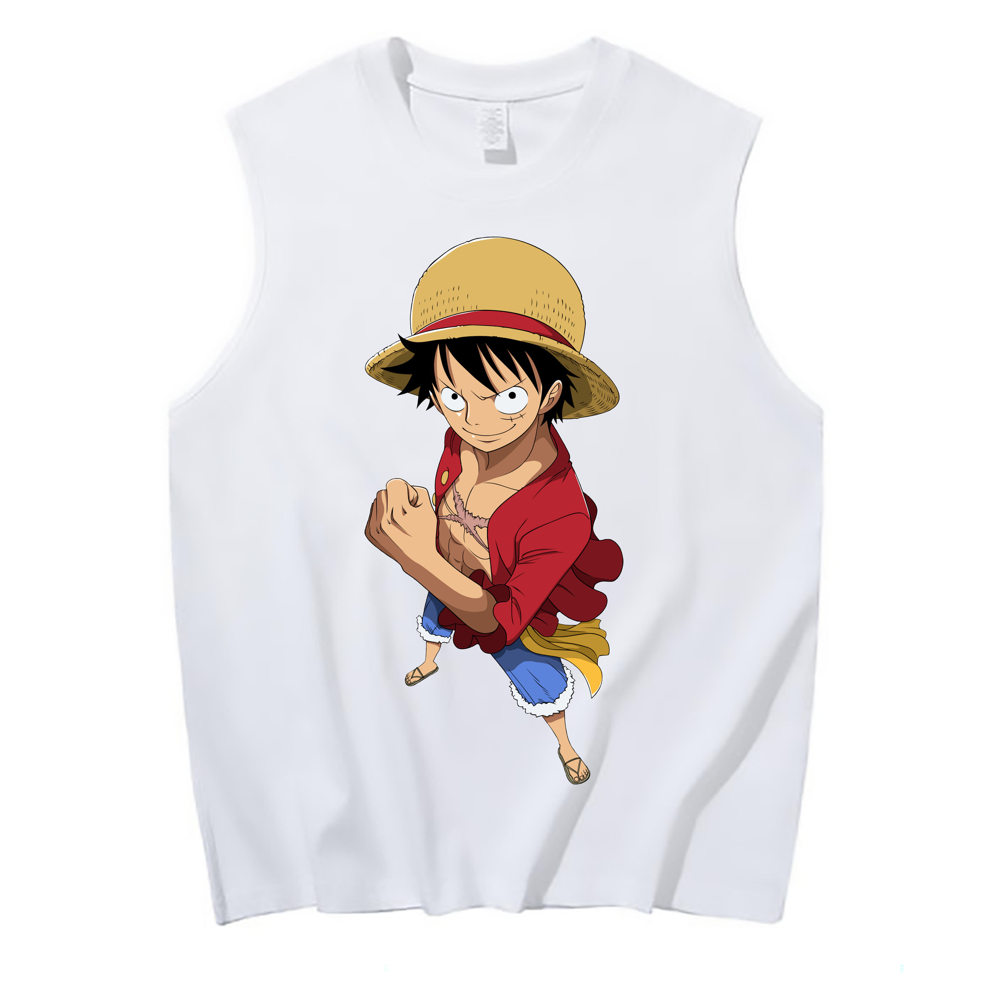 ワンピース モンキー・D・ルフィ ONE PIECE Monkey D. Luffy コットン100％タンクトップ（フロントプリント）