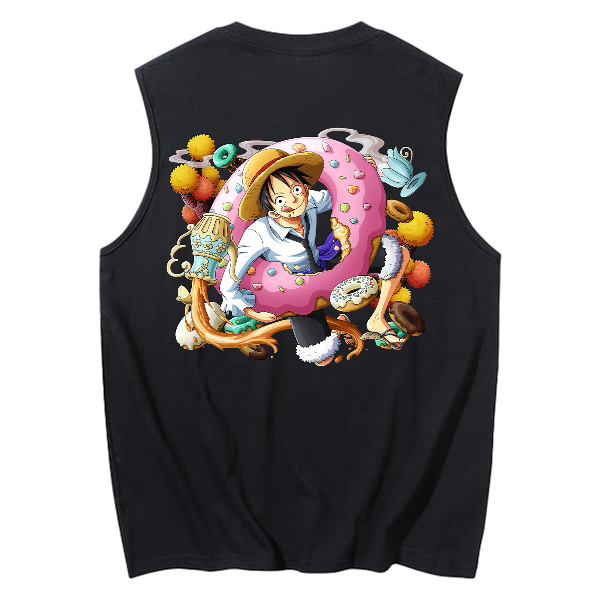 ワンピース モンキー・D・ルフィ ONE PIECE Monkey D. Luffy コットン100％タンクトップ（背面プリント）
