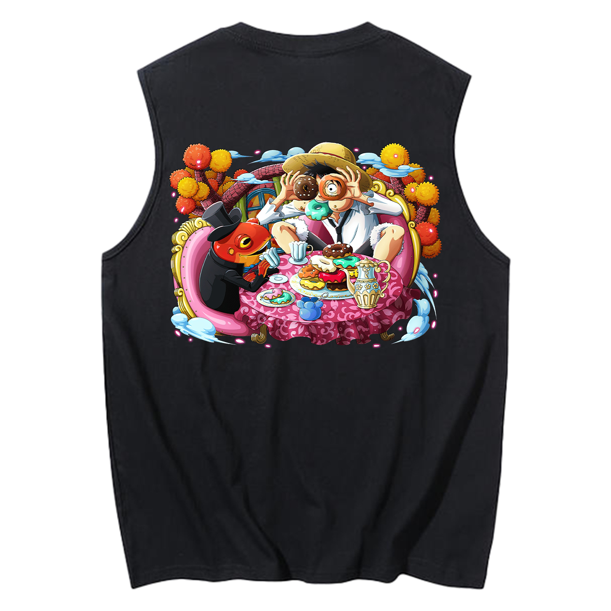 ワンピース モンキー・D・ルフィ ONE PIECE Monkey D. Luffy コットン100％タンクトップ（背面プリント）