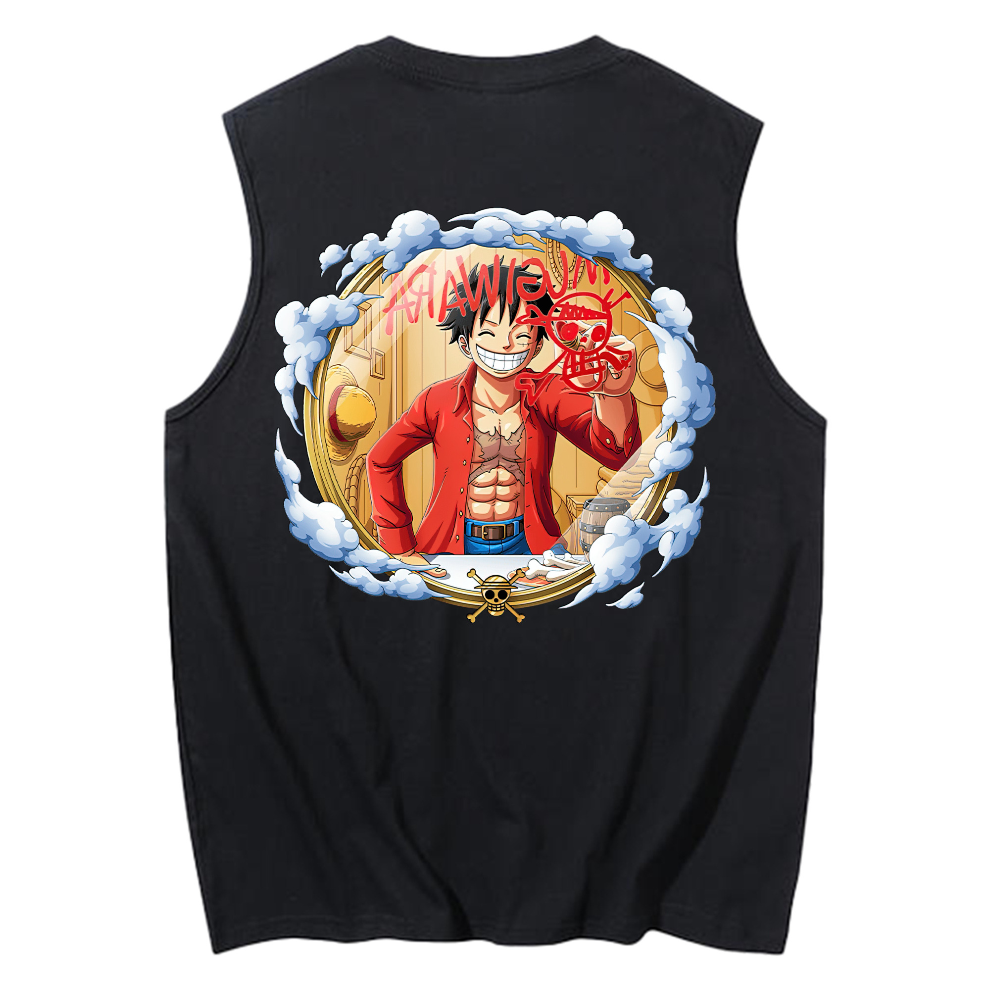 ワンピース モンキー・D・ルフィ ONE PIECE Monkey D. Luffy コットン100％タンクトップ（背面プリント）