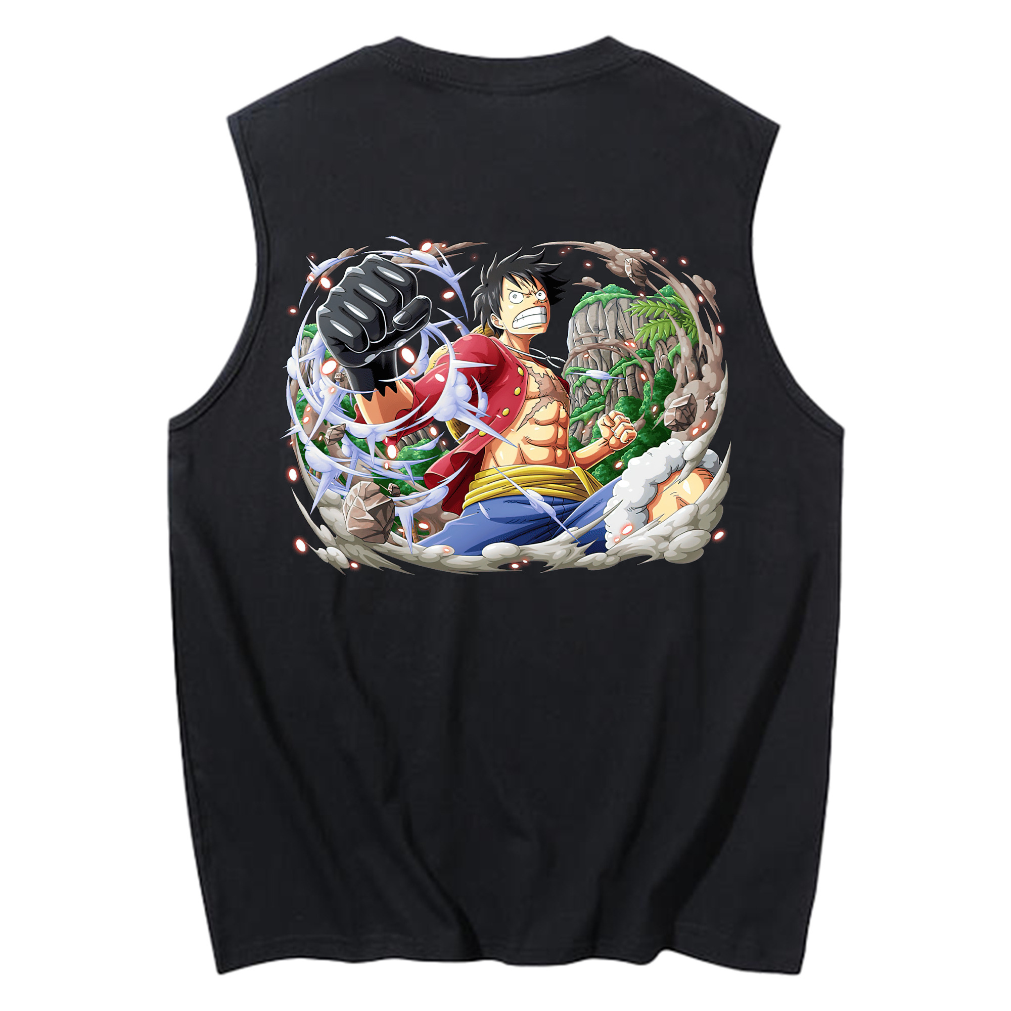 ワンピース モンキー・D・ルフィ ONE PIECE Monkey D. Luffy コットン100％タンクトップ（背面プリント）